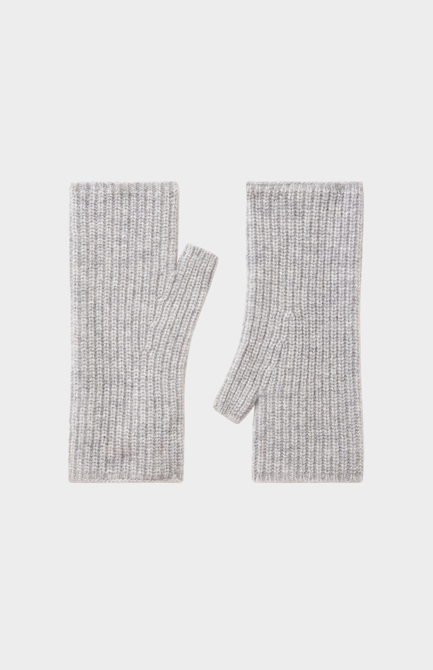 Pringle Women's Ribbed Cashmere Wrist Warmers in Siver Melange