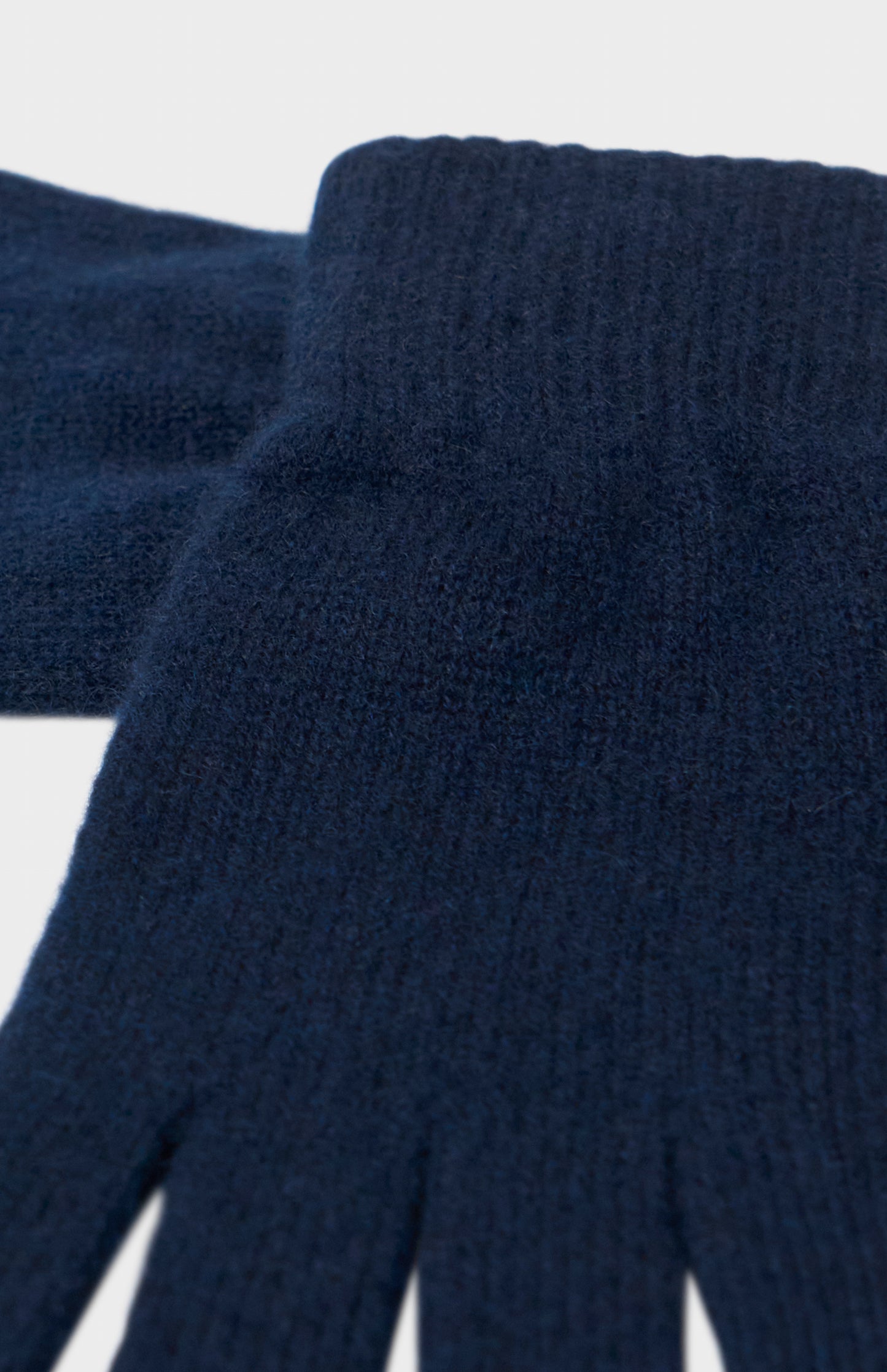 Pringle of Scotland Classic Cashmere Gloves In Navy showing knit detail