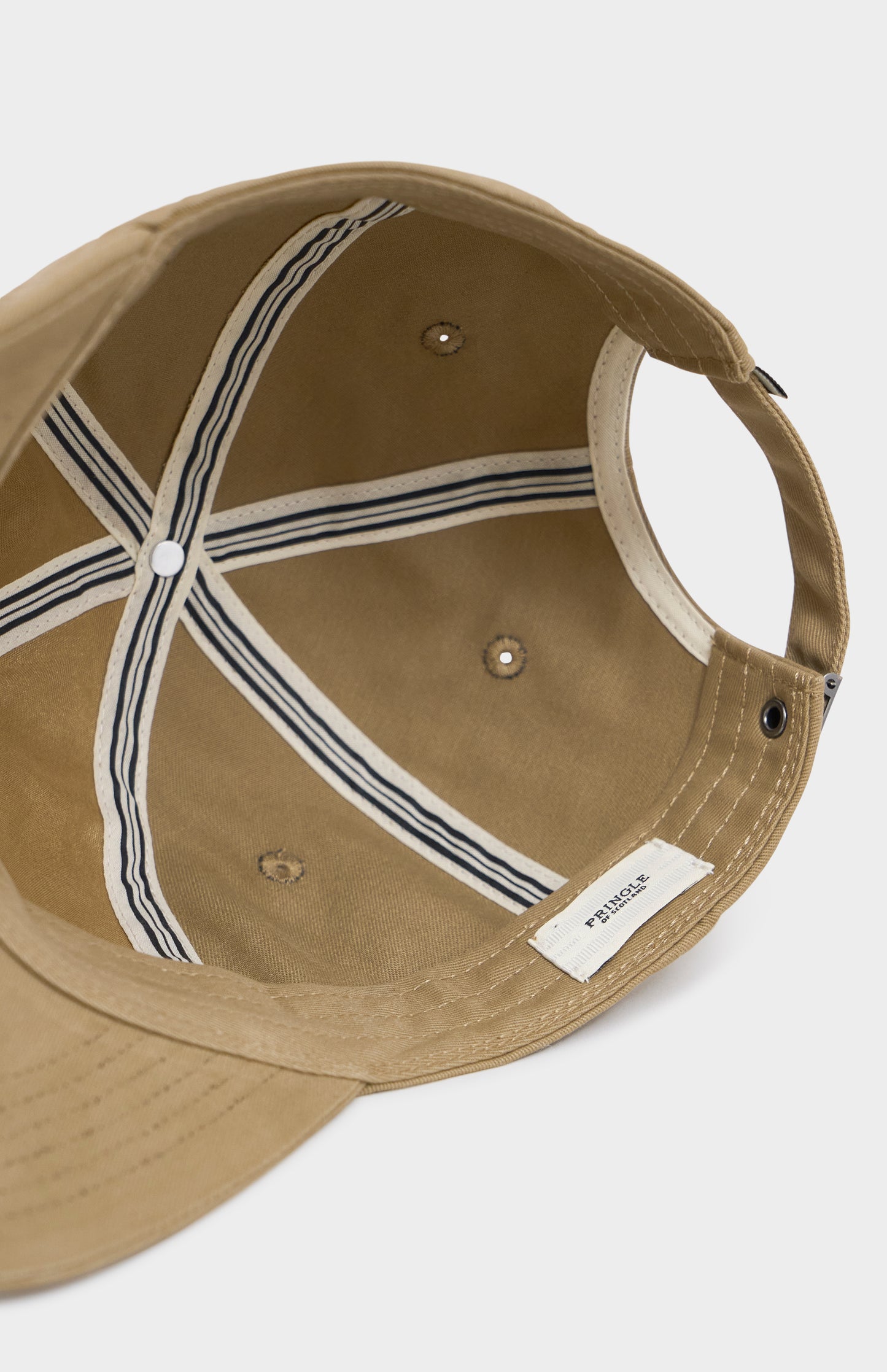 Stone coloured baseball cap underside