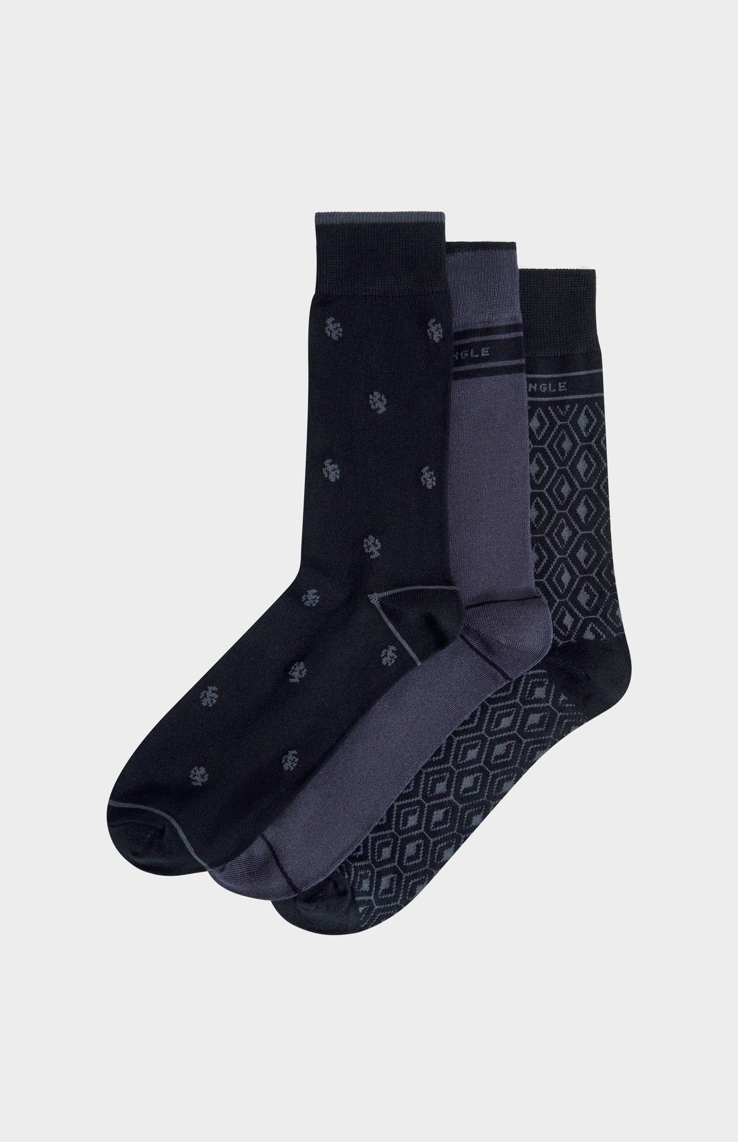 Pringle Men’s Black Bamboo Lion / Diamond / Stripe Jacquard Socks