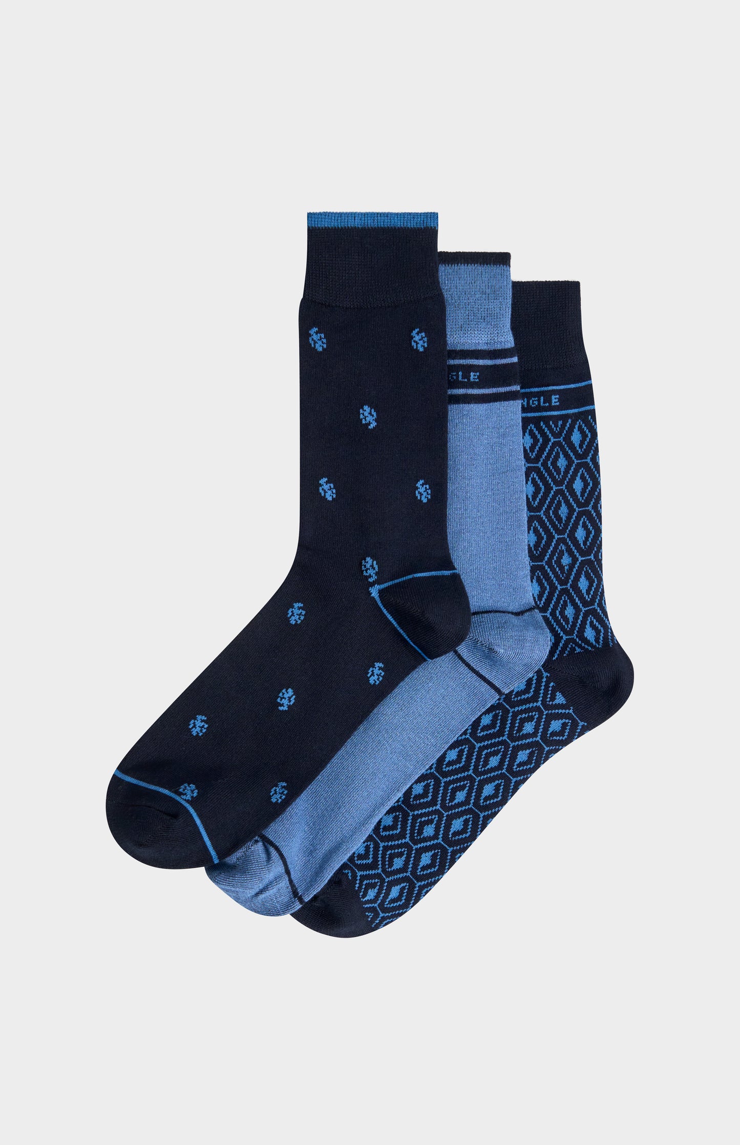 Pringle Men’s Blue Bamboo Lion / Diamond / Stripe Jacquard Socks