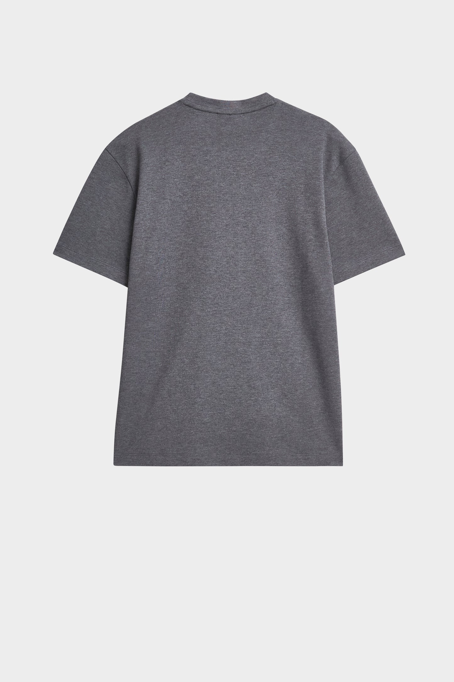 Dark gray t-shirt on a light gray background