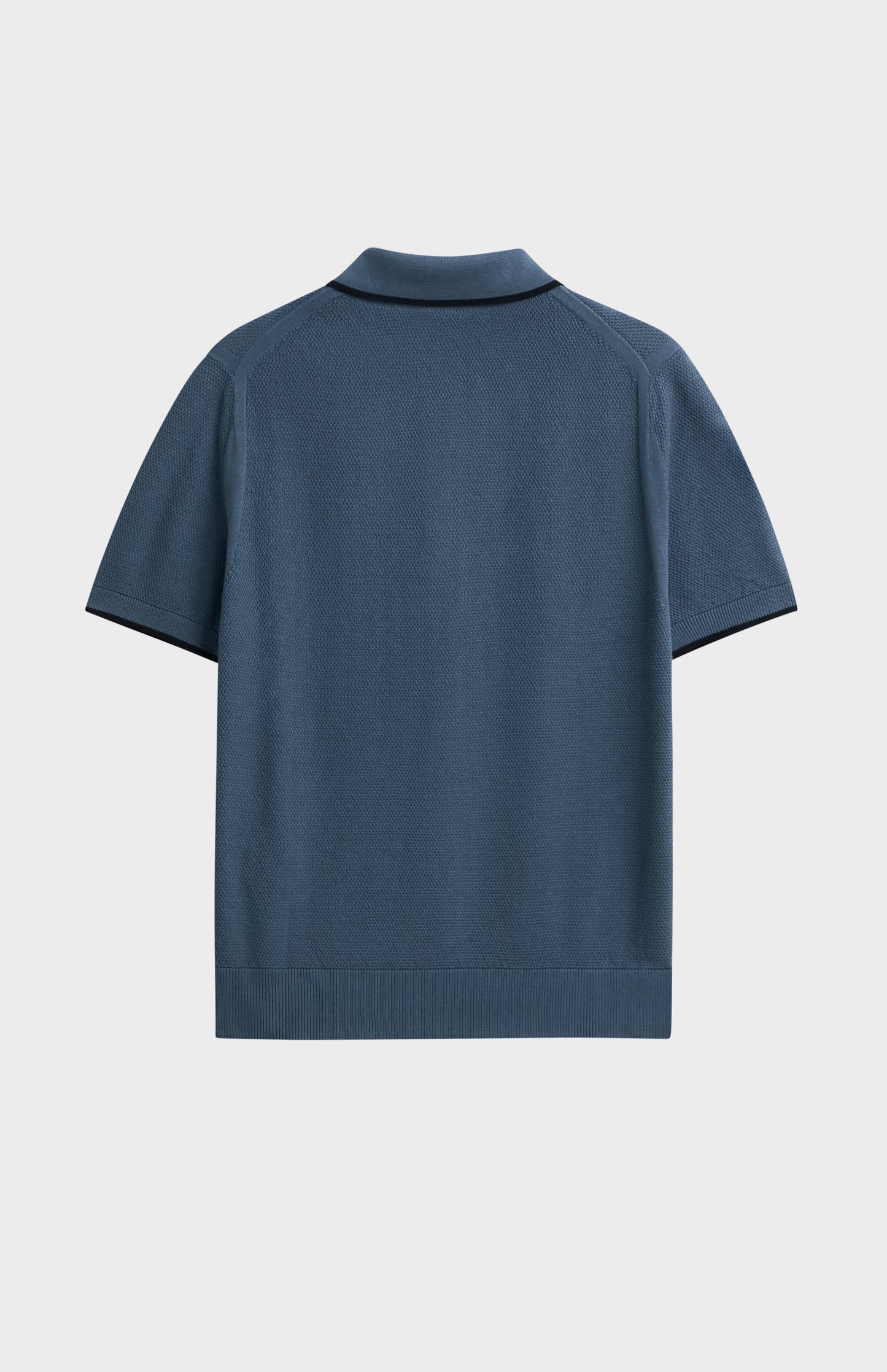 Men's Silk And Cotton Diamond Stitch Polo Shirt In Blue