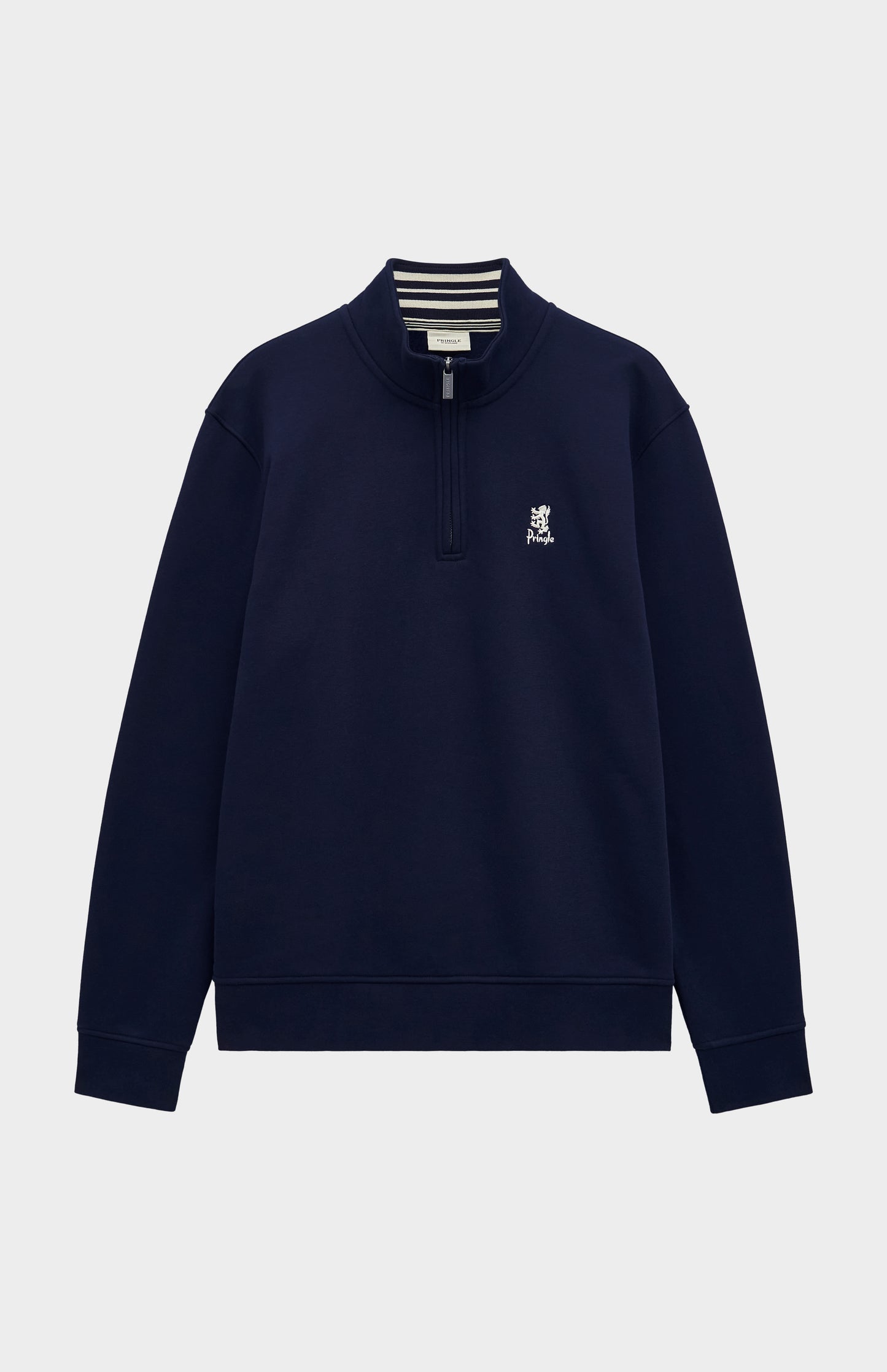 Pringle of Scotland Men's Qtr Zip Track Jumper In Navy Blue flat shot