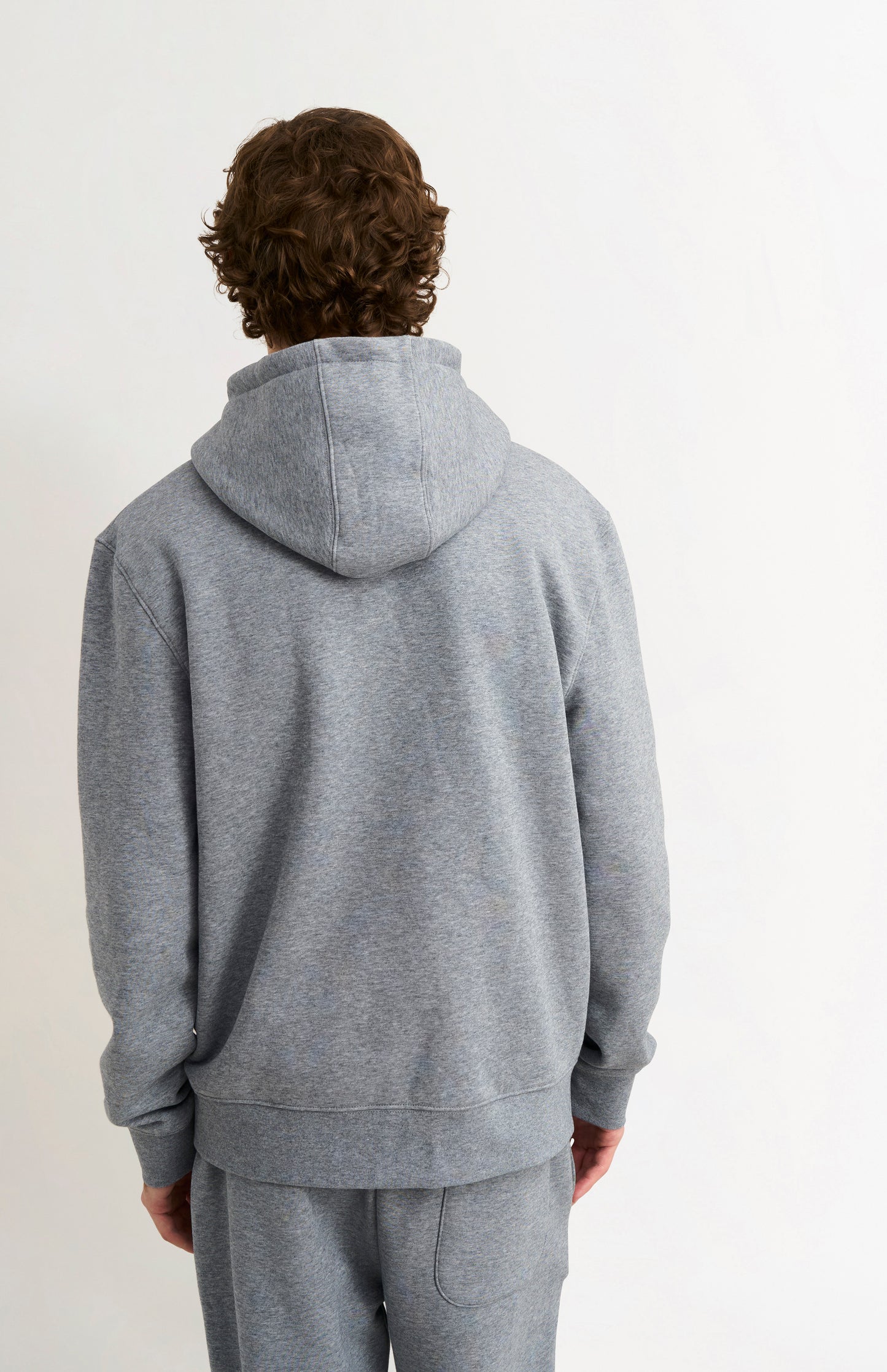 Pringle of Scotland Men's Hooded Jumper In Grey Melange rear view