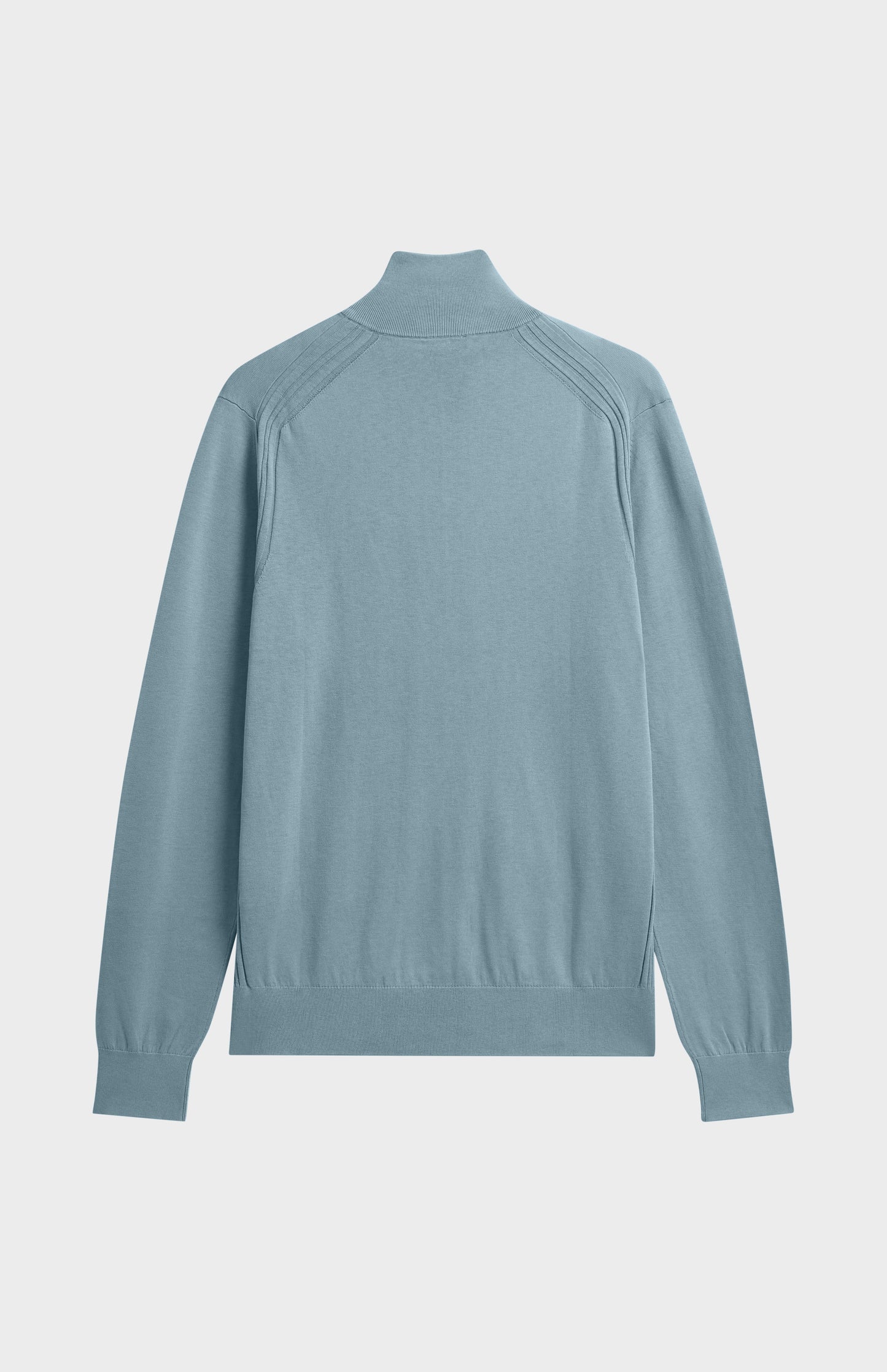 Men's Silk And Cotton Quarter Zip Jumper In Light Blue