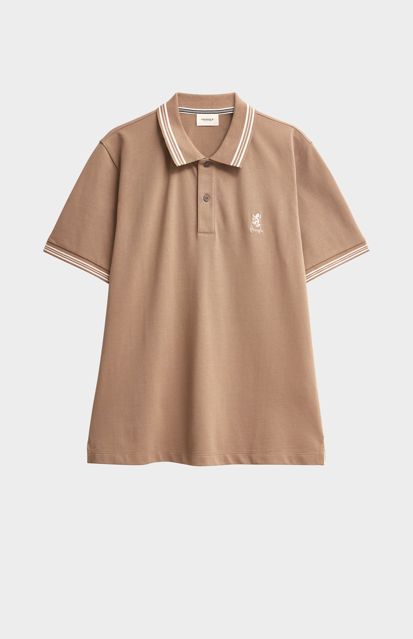 Men's Cotton Pique Polo Shirt With Tipping In Mushroom
