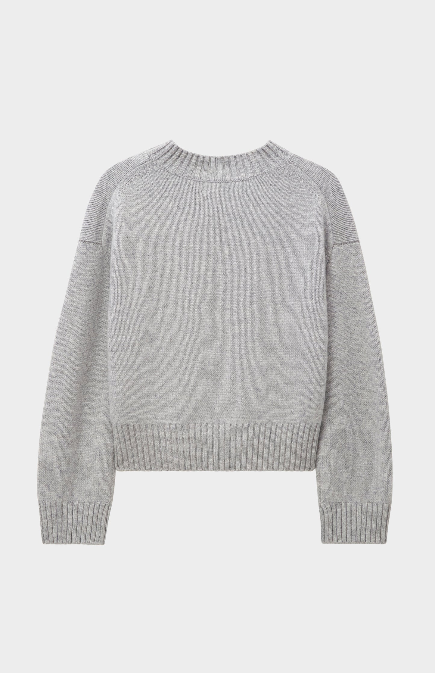 Womens V Neck Chunky Cashmere Jumper In Silver Melange