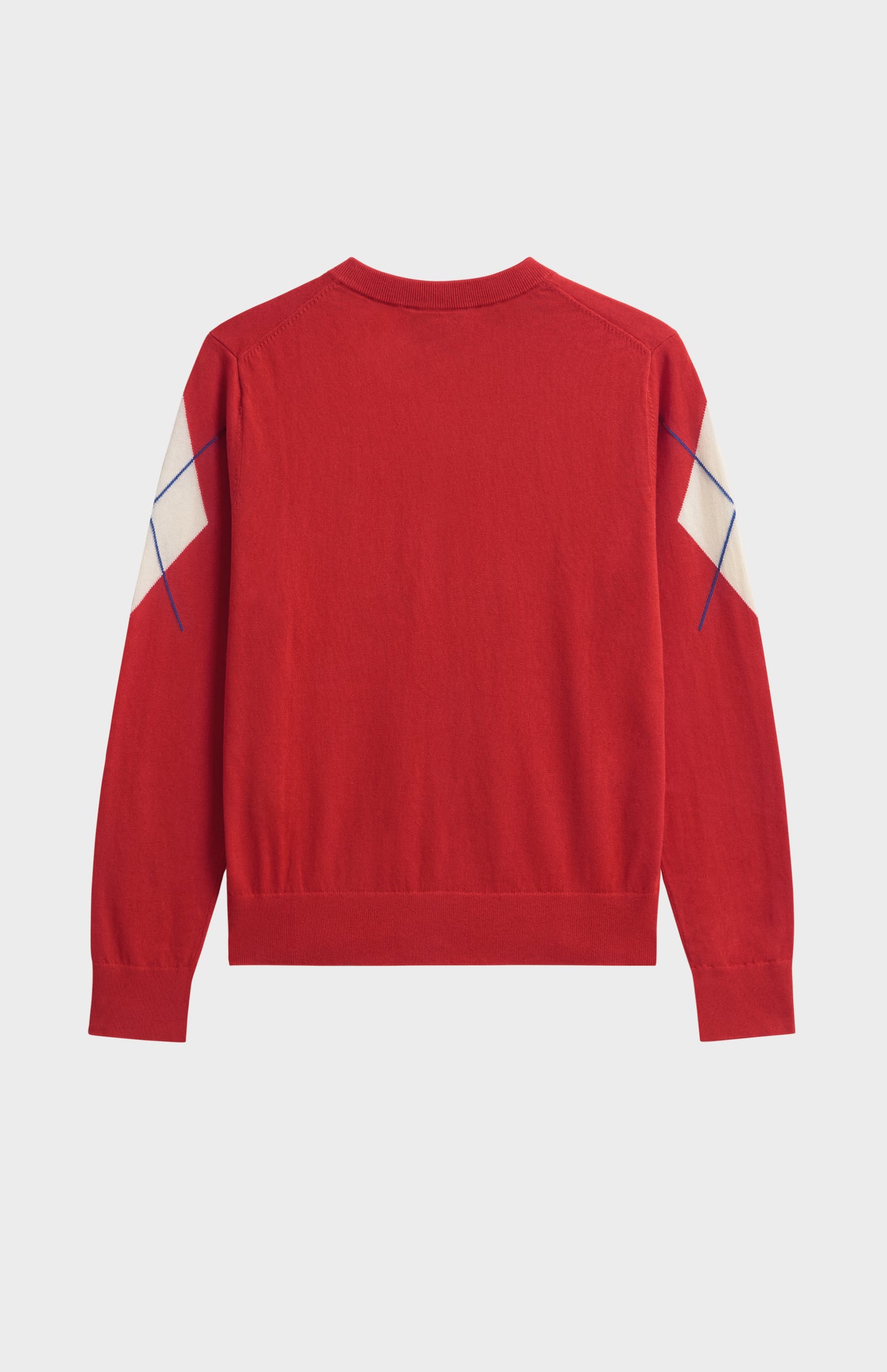 Women's Cashmere And Cotton Crew Neck Argyle Cardigan In Red, White & Blue