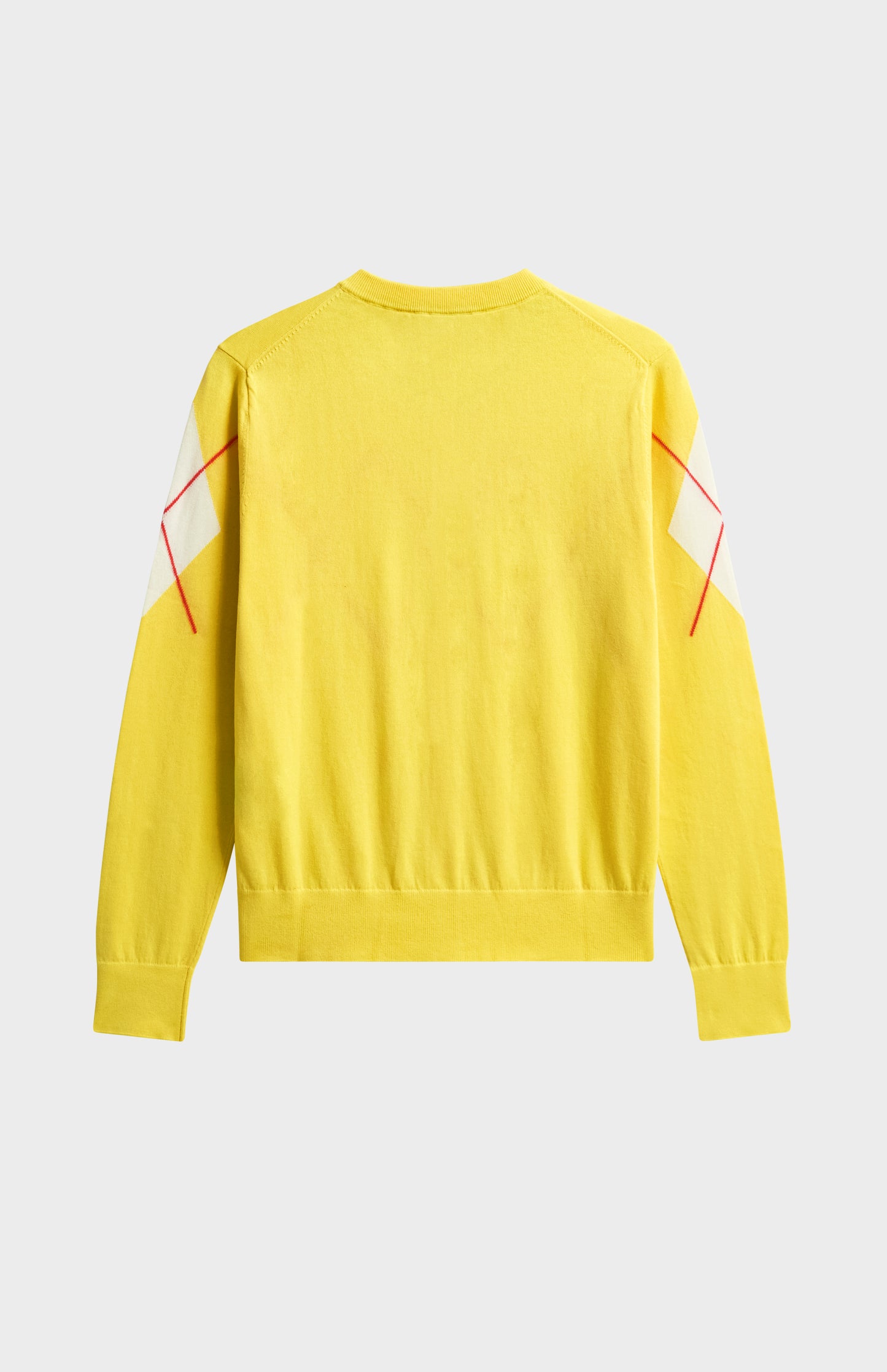 Women's Cashmere And Cotton Crew Neck Argyle Cardigan In Yellow, White & Red