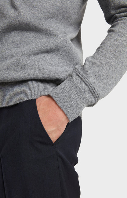 Sleeve Detail Image of Pringle f scotland Cashmere Jumper in Grey Melange