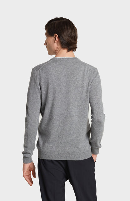 Back image of Made in Scotland Cashmere Jumper in Grey Melange