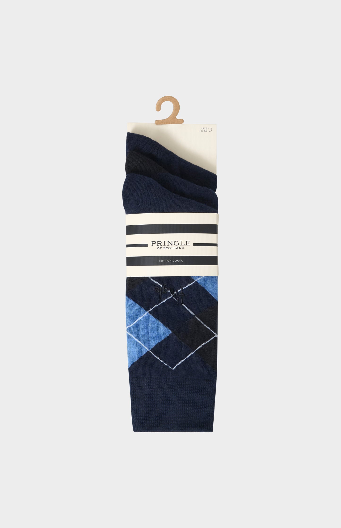 Pringle Men’s Argyle Cotton Jacquard Socks in Navy, Blue & Black in a 3 pack