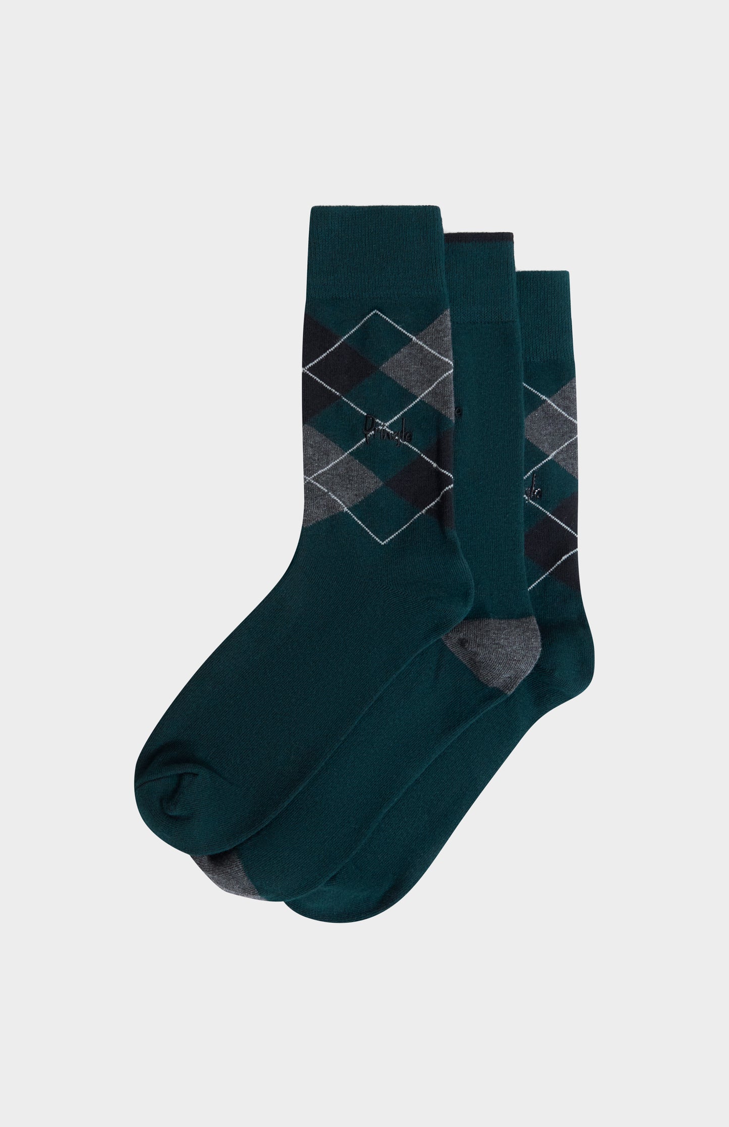 Men’s Argyle Cotton Jacquard Pringle Socks in Green, Black & Charcoal