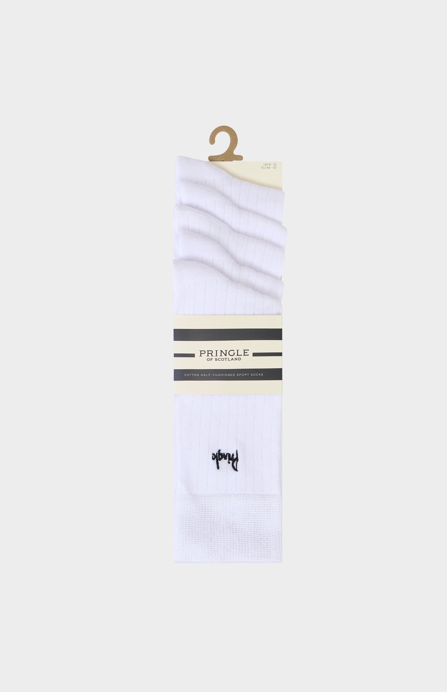 White socks with Pringle logo on a white background