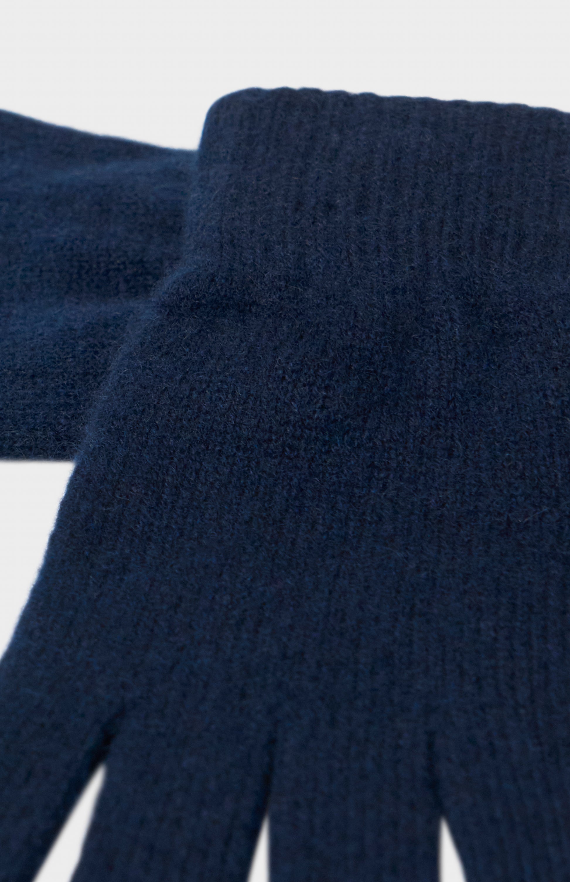 Pringle of Scotland Classic Cashmere Gloves In Navy showing knit detail
