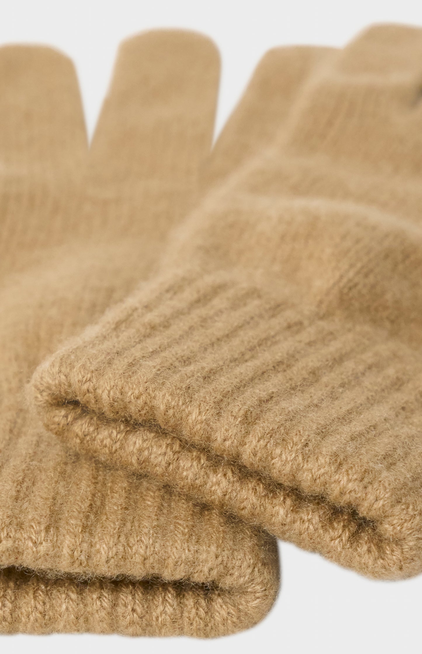 Pringle of Scotland Classic Cashmere Gloves In Camel showing cuff detail