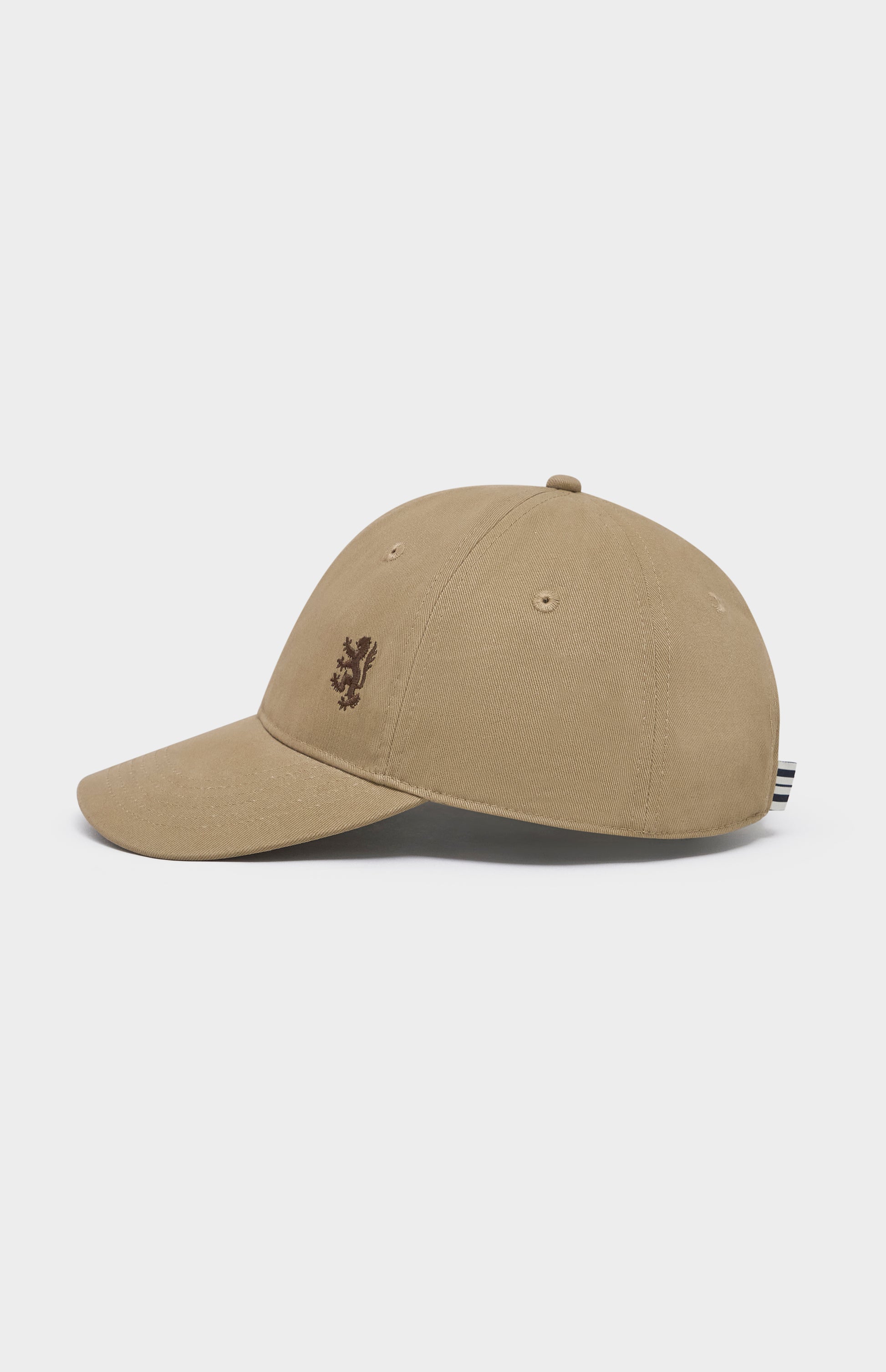 Stone coloured baseball cap with Pringle Logo embroidered on the right hand side