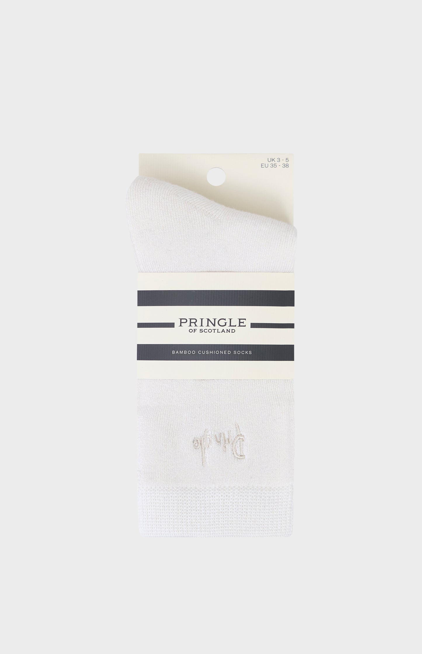 White socks against light grey background