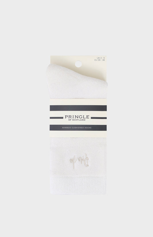 White socks against light grey background