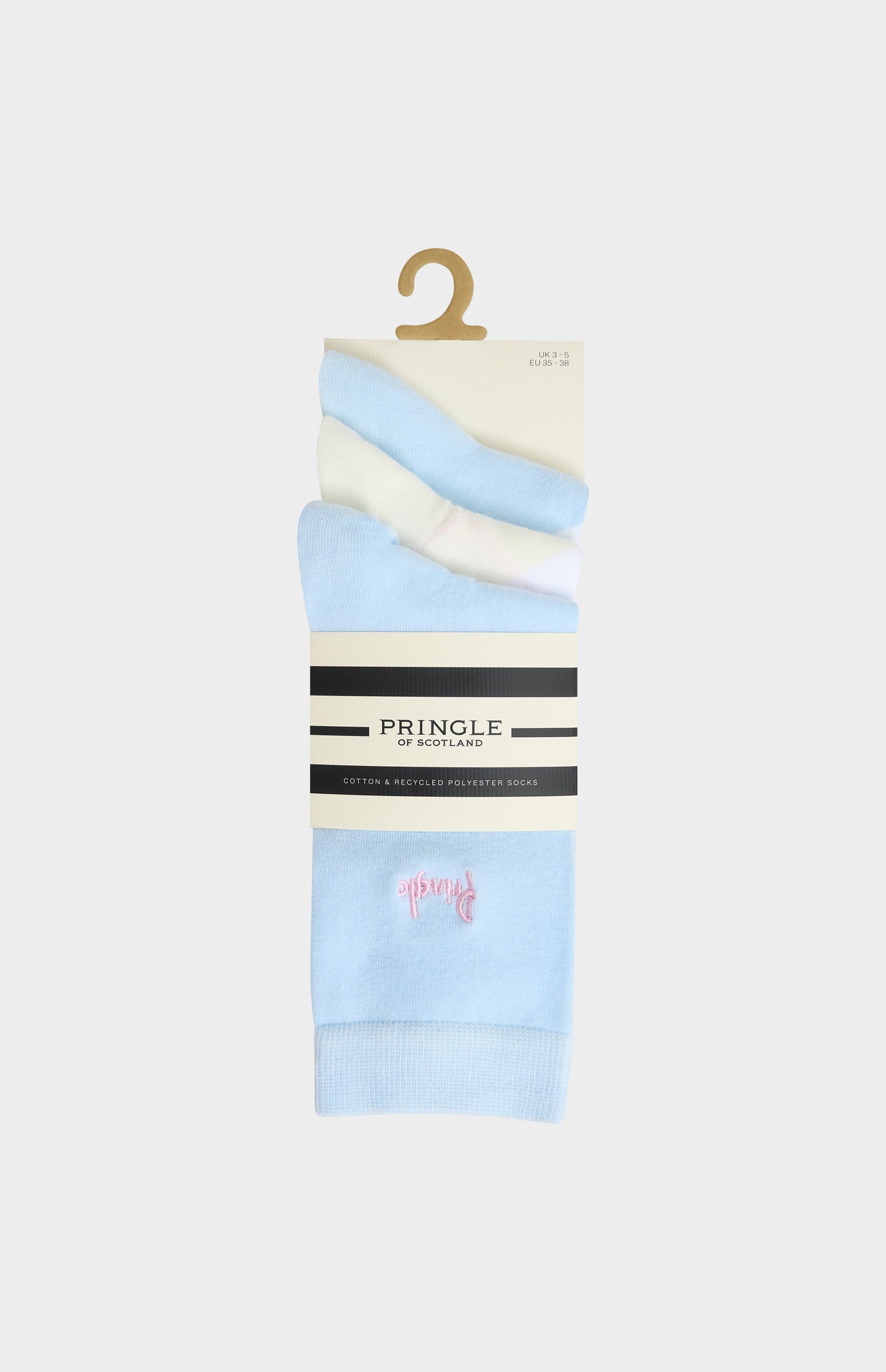 3-pack of Pringle Women’s Argyle Cotton Jacquard Socks in Blue, Ecru & White