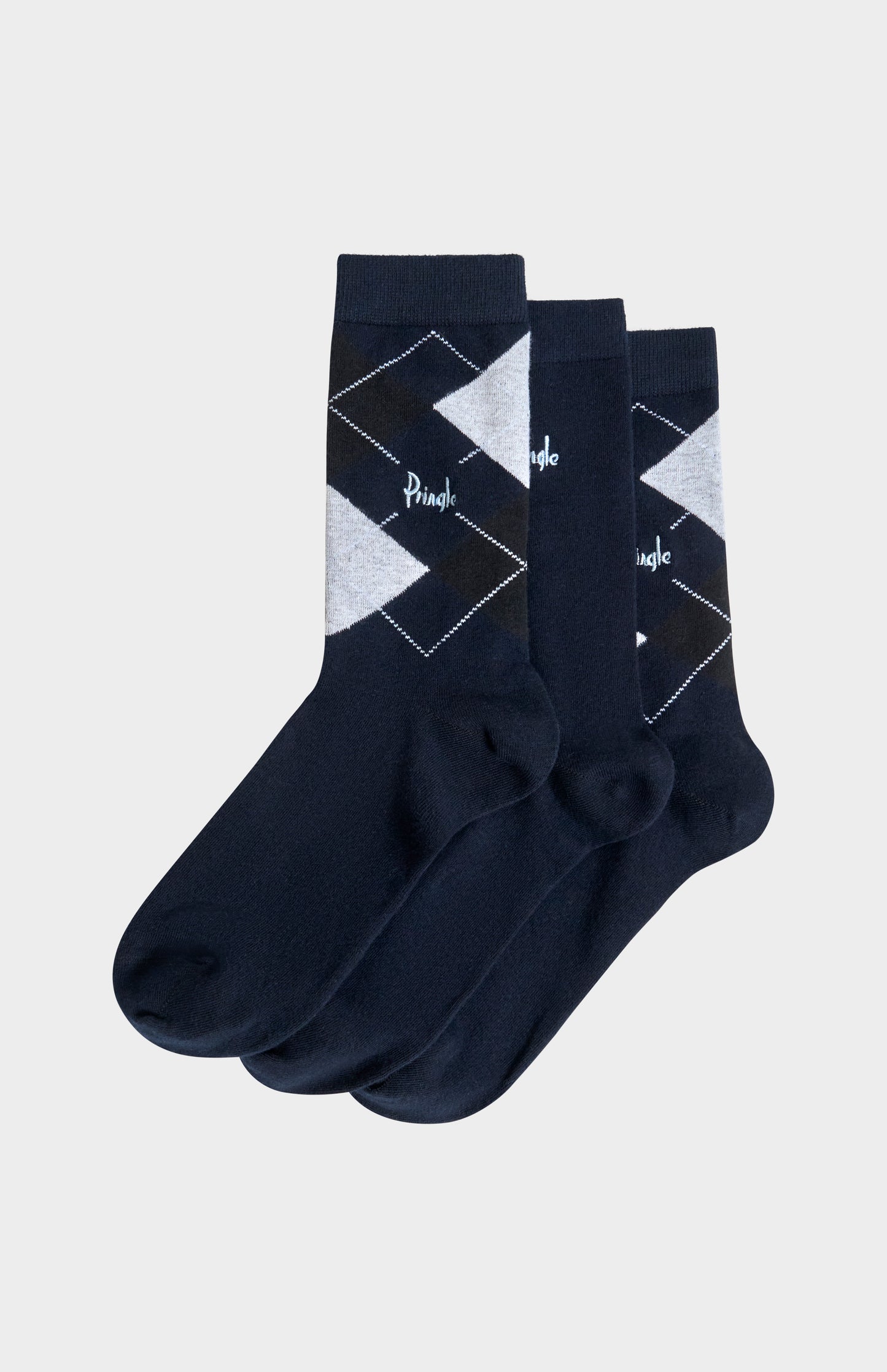 Pringle Women’s Argyle Cotton Jacquard Socks in Navy & Light Grey
