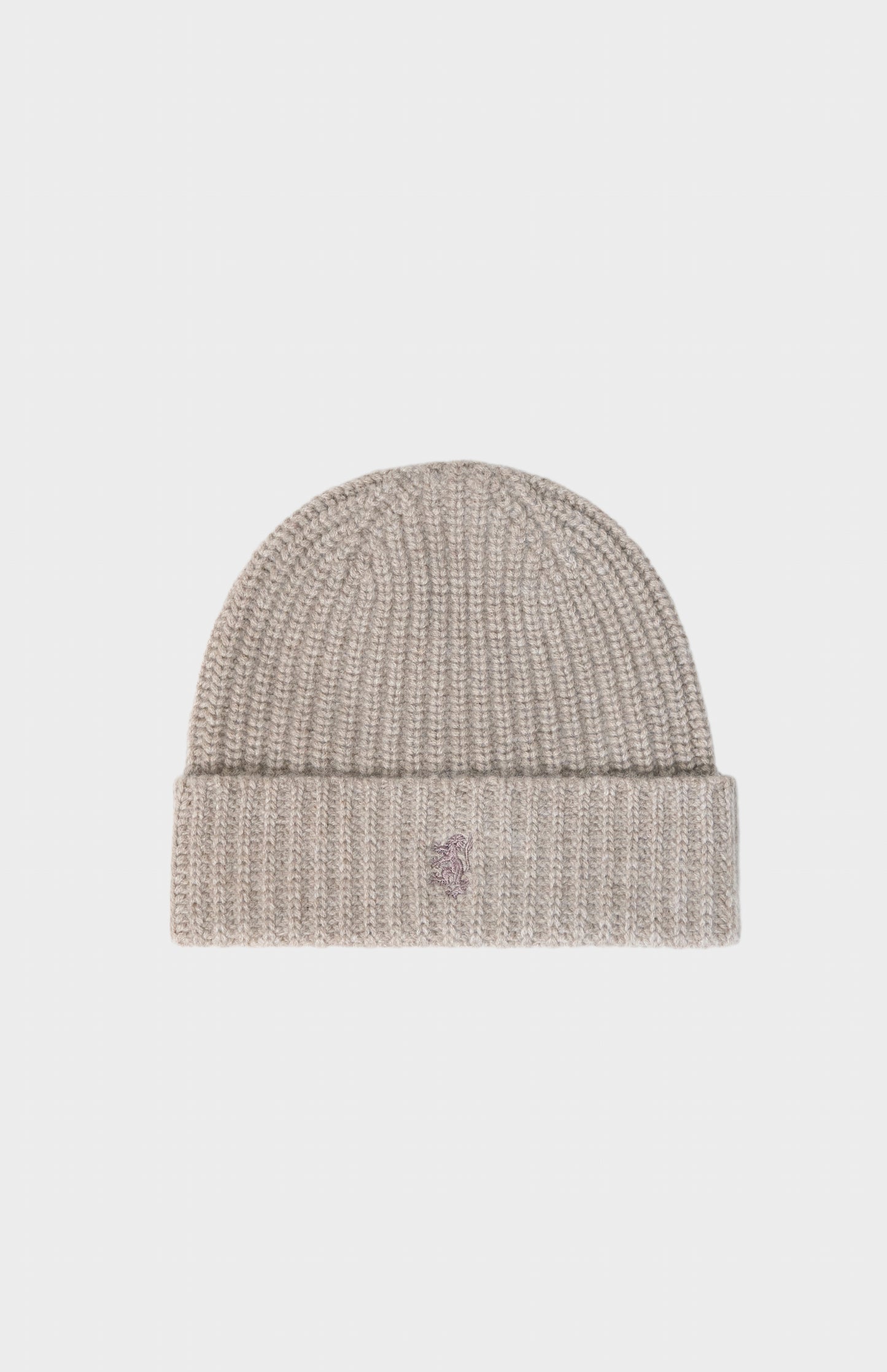 Pringle of Scotland Ribbed Chunky Cashmere Beanie In Mushroom