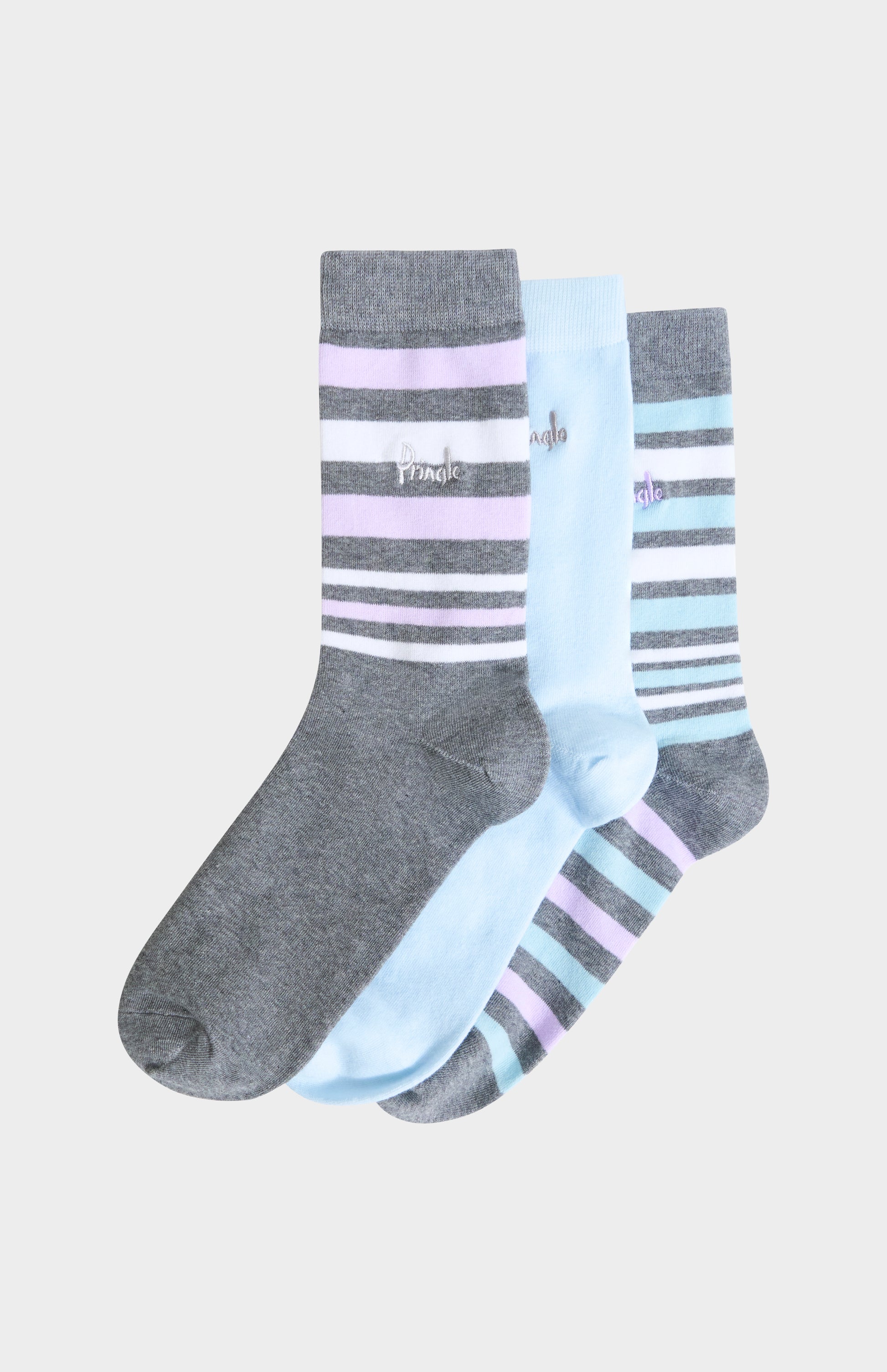 Pringle Women’s Cotton Stripe Socks in Grey, Blue, Lilac & White