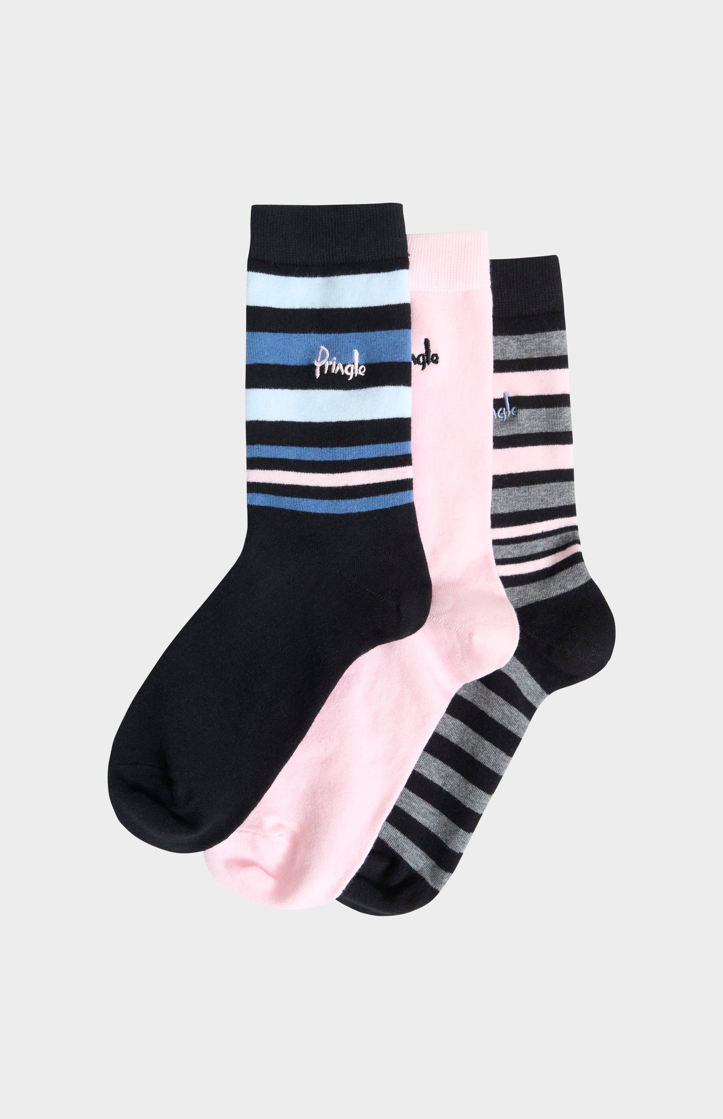 Pringle Women’s Cotton Stripe Socks in Black & Pink