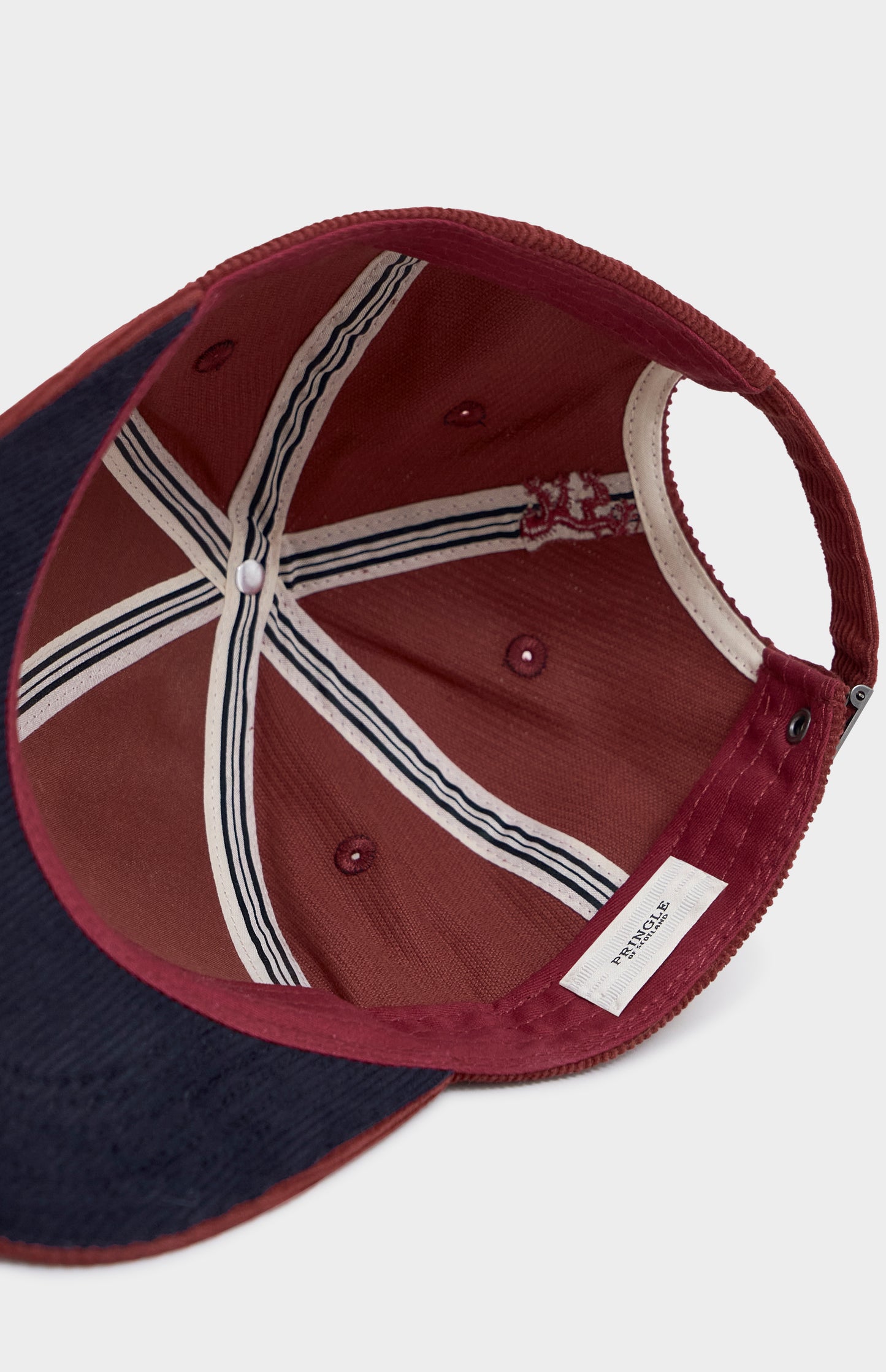 Red corduroy baseball cap