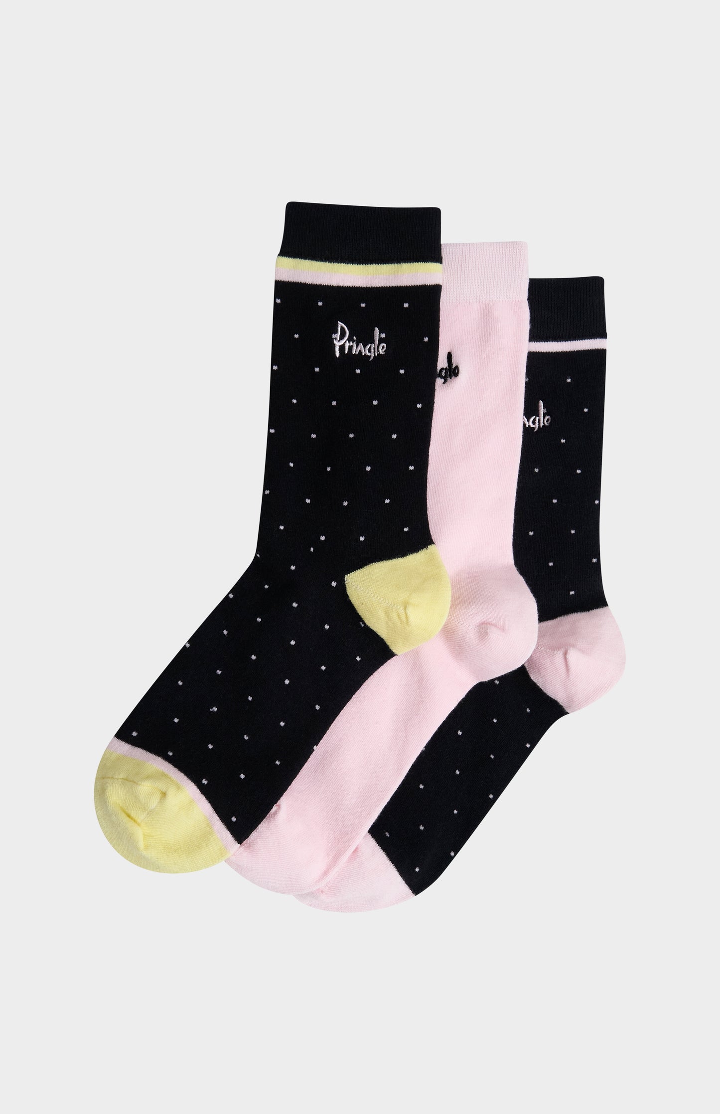 Pringle Women’s Cotton Socks with Polka Dots in Black and Pink