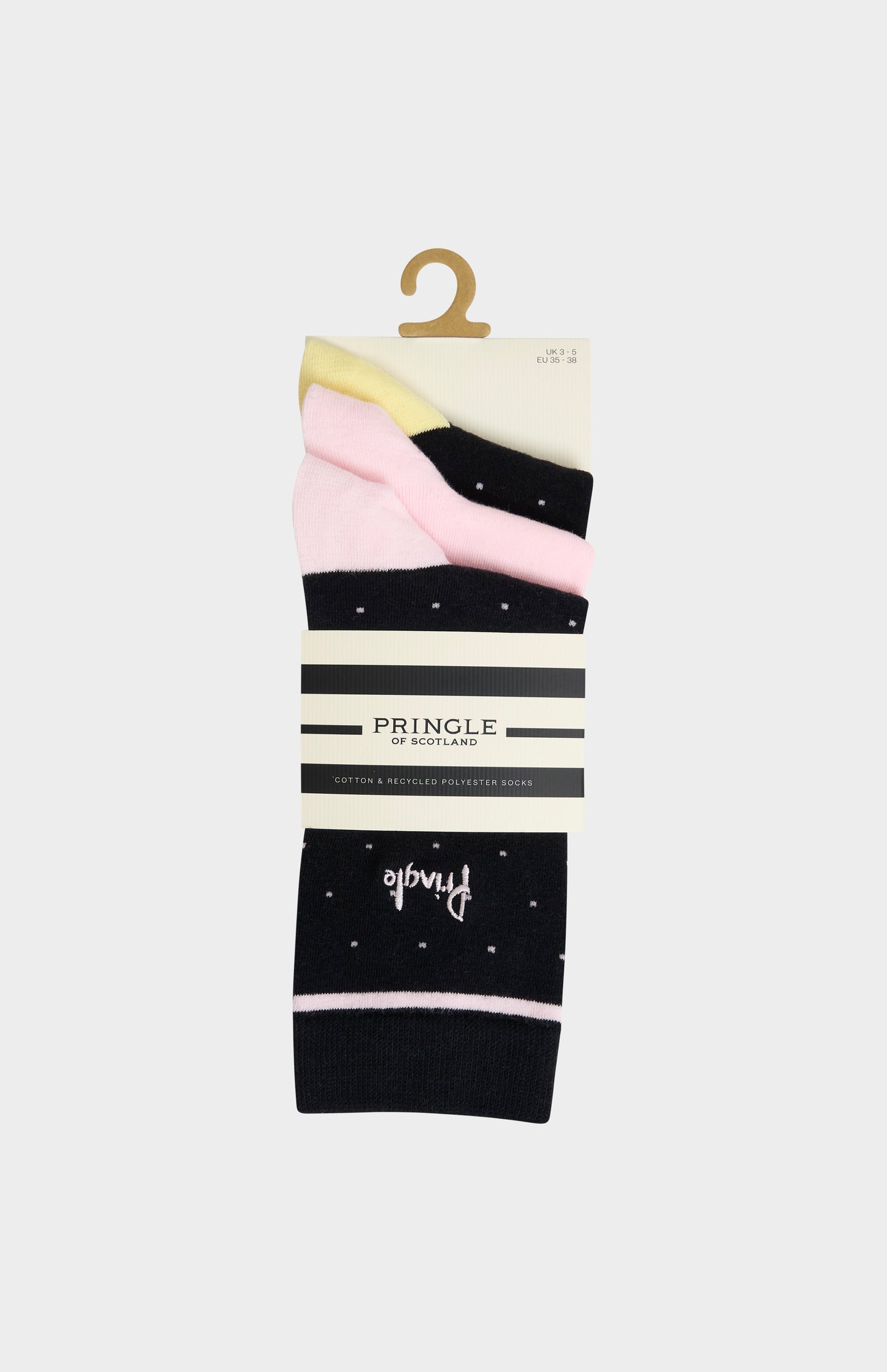 3-pack of Pringle Women’s Cotton Socks with Polka Dots in Black and Pink