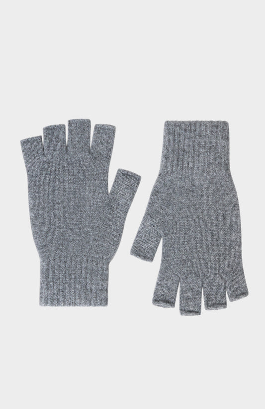 Pringle of Scotland Fingerless Cashmere Gloves In Grey