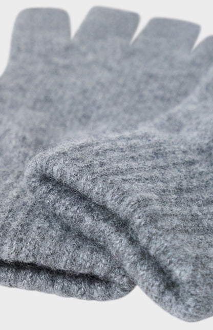 Pringle of Scotland Fingerless Cashmere Gloves In Grey showing cuff detail