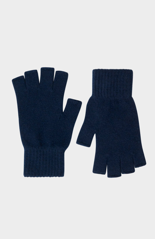 Pringle of Scotland Fingerless Cashmere Gloves In Navy