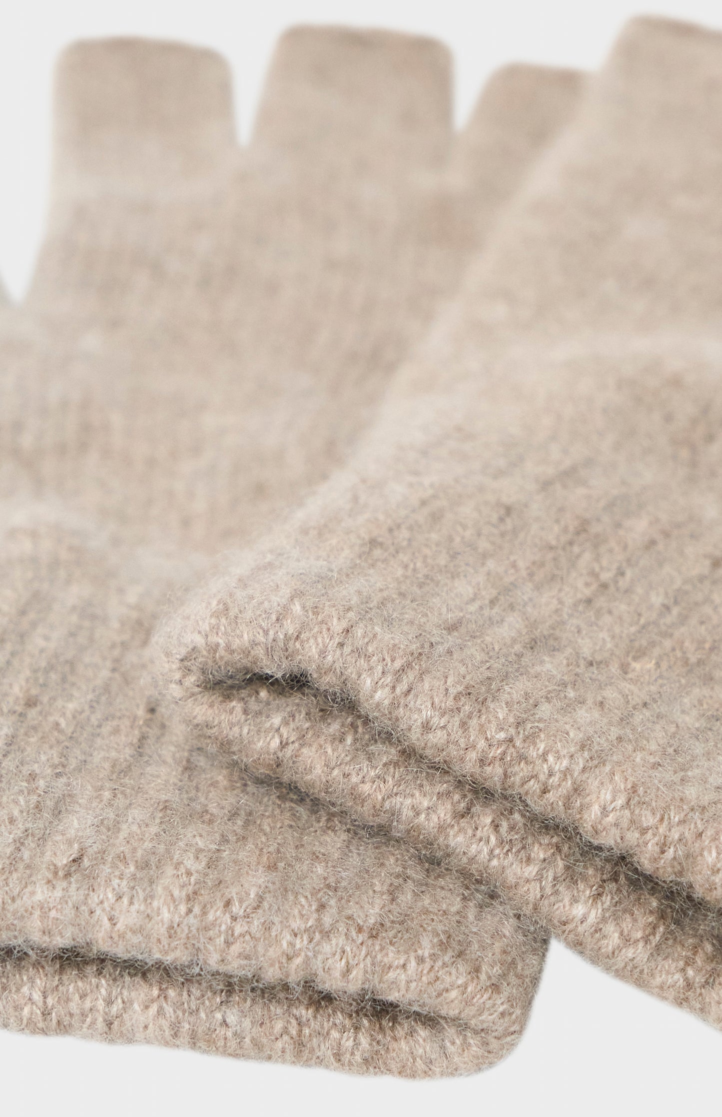 Pringle of Scotland Fingerless Cashmere Gloves In Mushroom showing cuff detail
