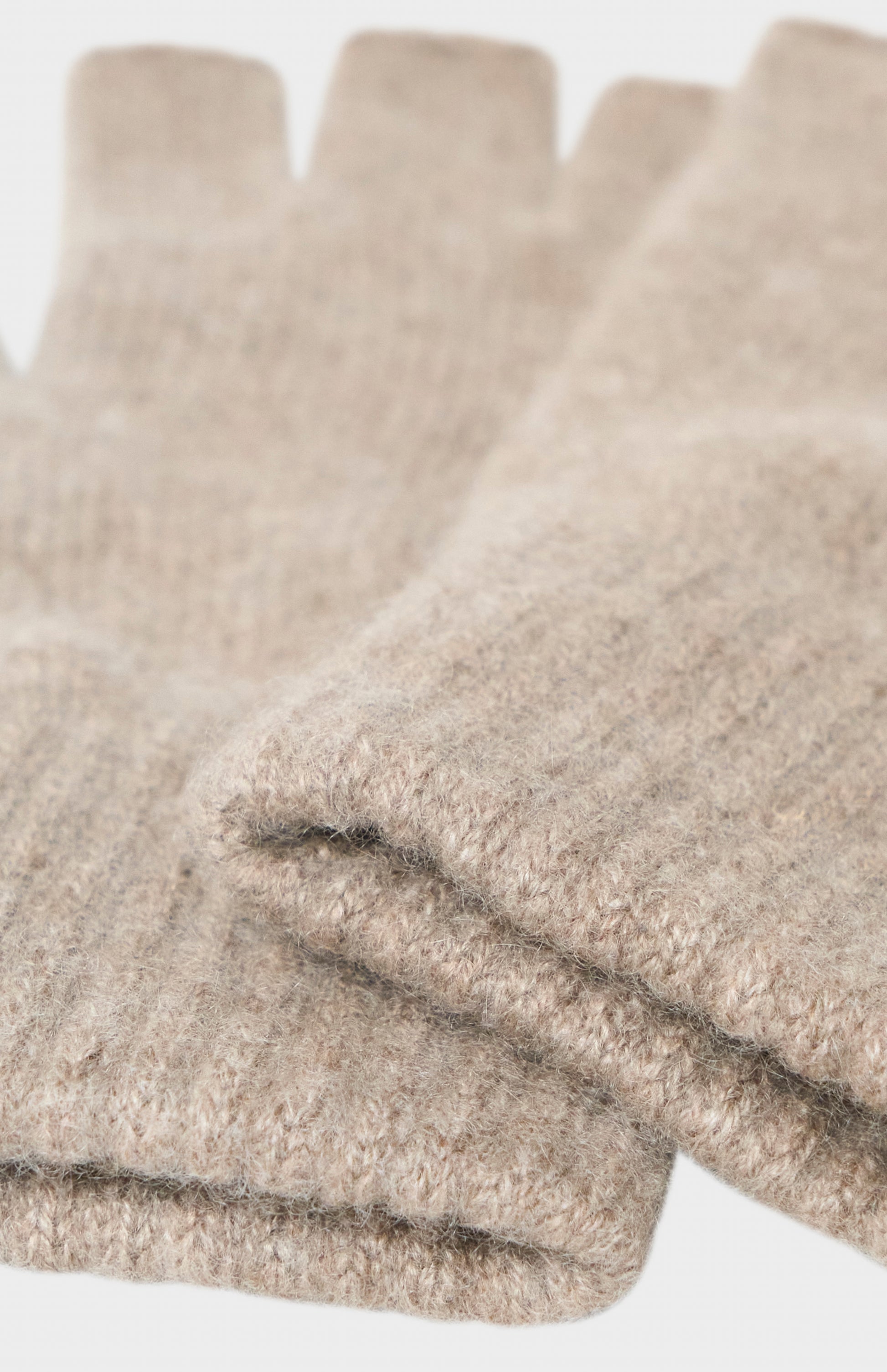 Pringle of Scotland Fingerless Cashmere Gloves In Mushroom showing cuff detail