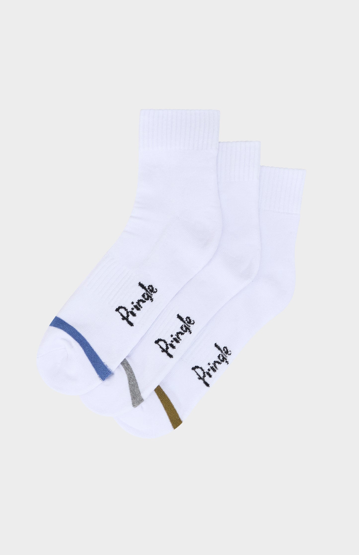 White socks with 'Pringle' branding on a light background