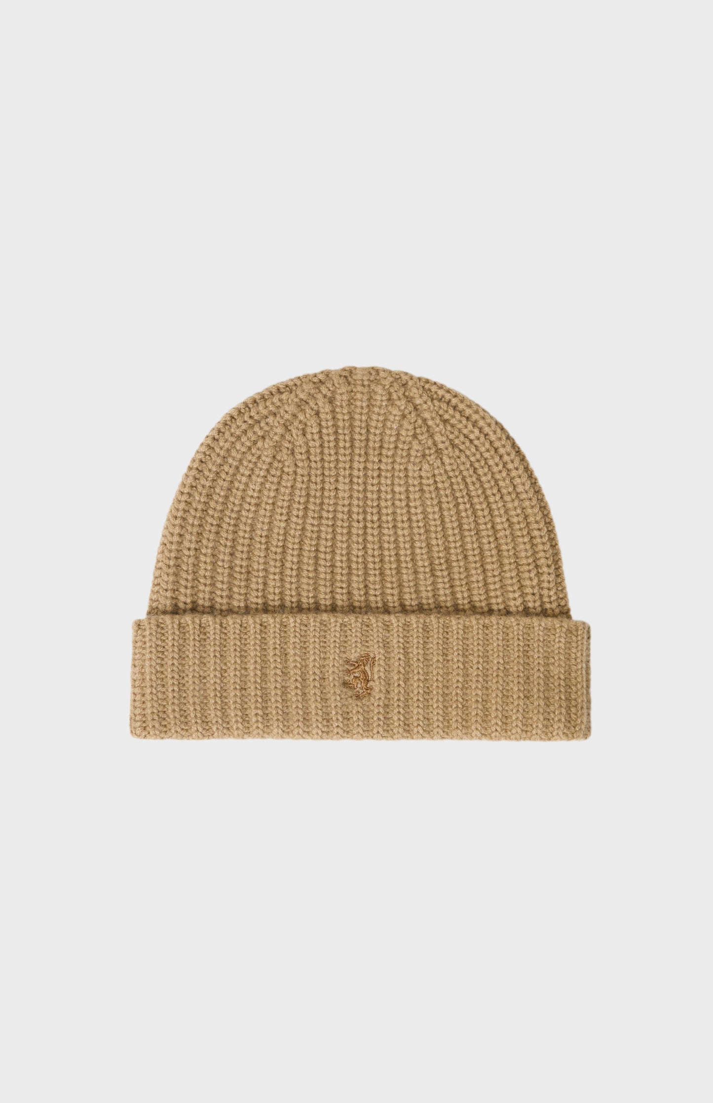 Pringle of Scotland Ribbed Chunky Cashmere Beanie In Camel