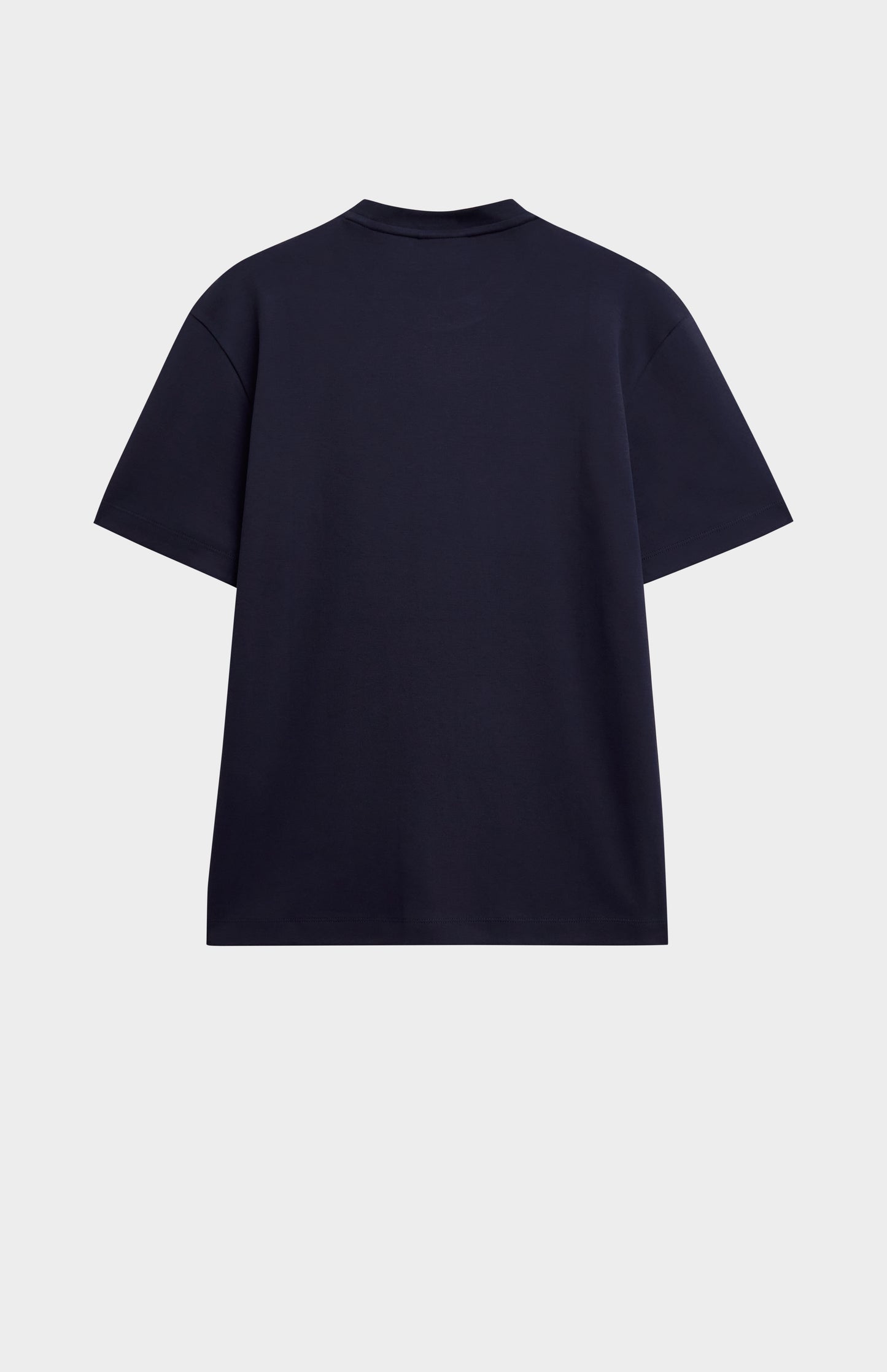 Navy t-shirt on a light gray background