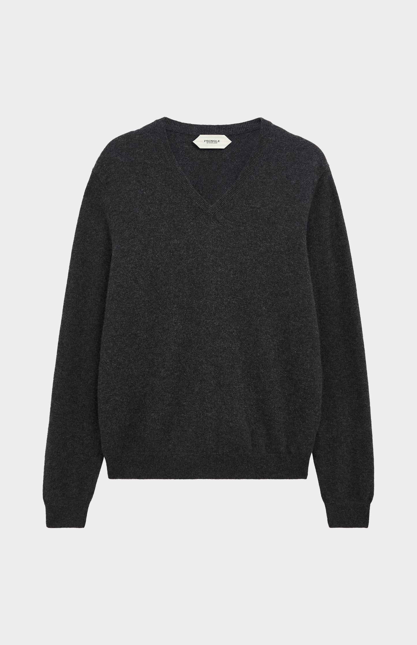 Pringle of Scotland Men’s Cashmere V-Neck Jumper In Charcoal Melange