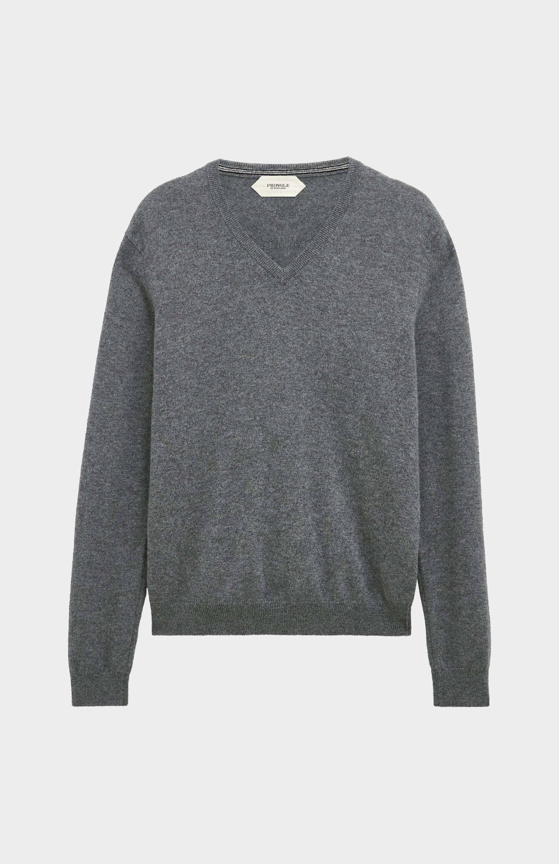 Pringle of Scotland Men’s Cashmere V-Neck Jumper In Light Grey Melange
