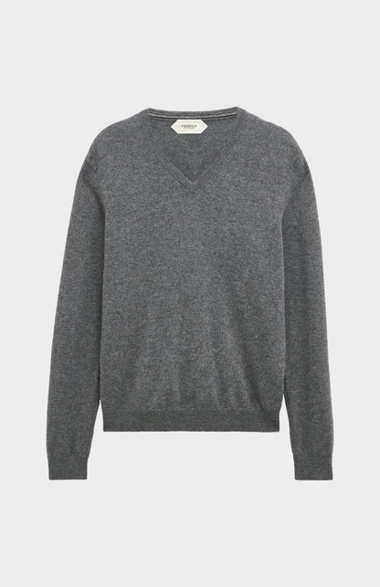 Pringle of Scotland Men’s Cashmere V-Neck Jumper In Light Grey Melange