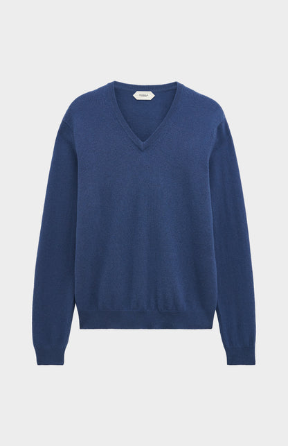 Pringle of Scotland Men’s Cashmere V-Neck Jumper In Bering Sea Blue