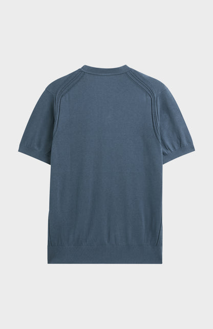 Men's Silk And Cotton Knitted Tee In Blue