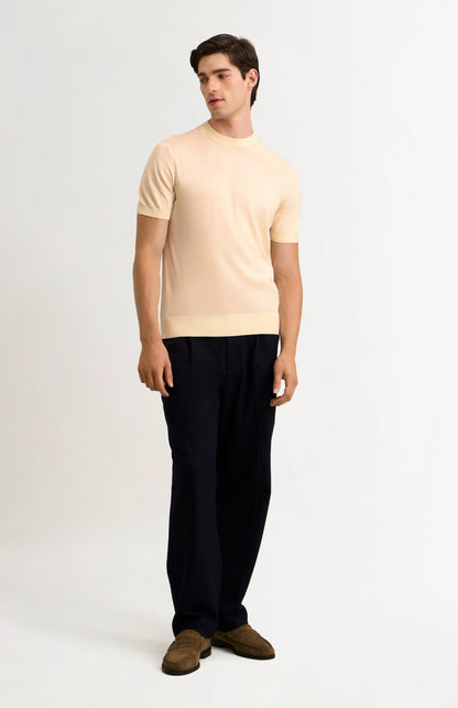 Men's Men's Silk And Cotton Knitted Tee In Ecru