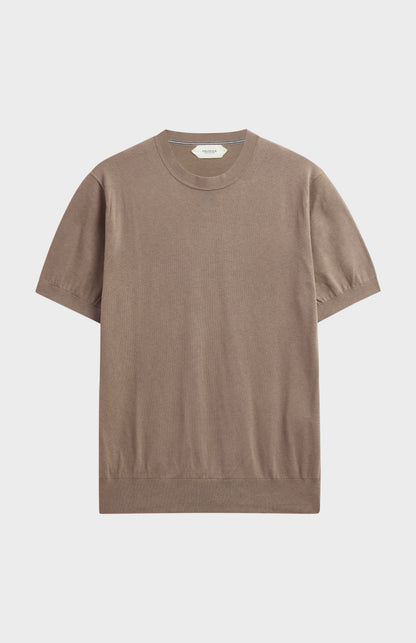 Men's Silk And Cotton Knitted Tee In Mushroom