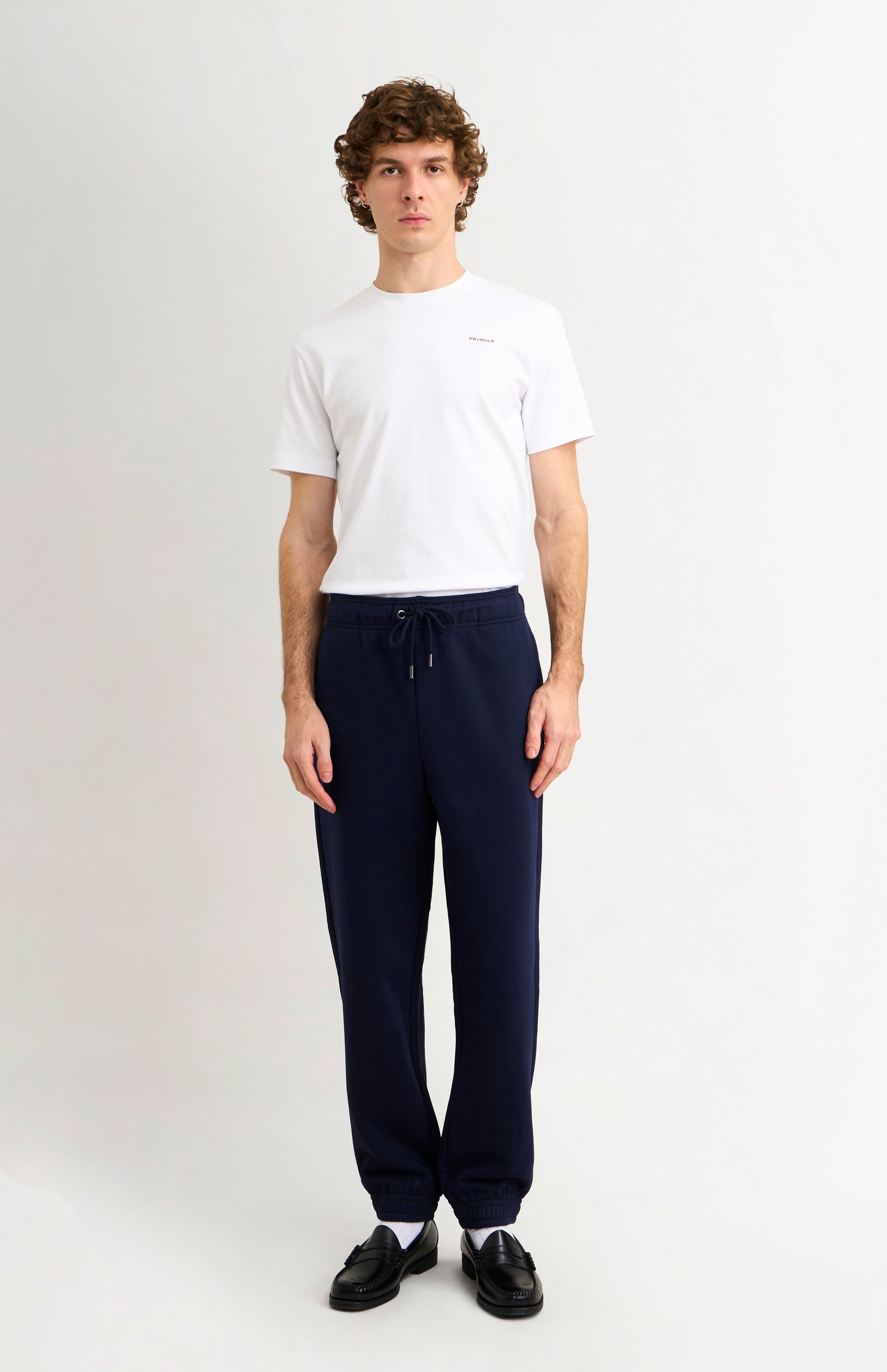 Pringle of Scotland Men's Track Pants In Navy Blue on model