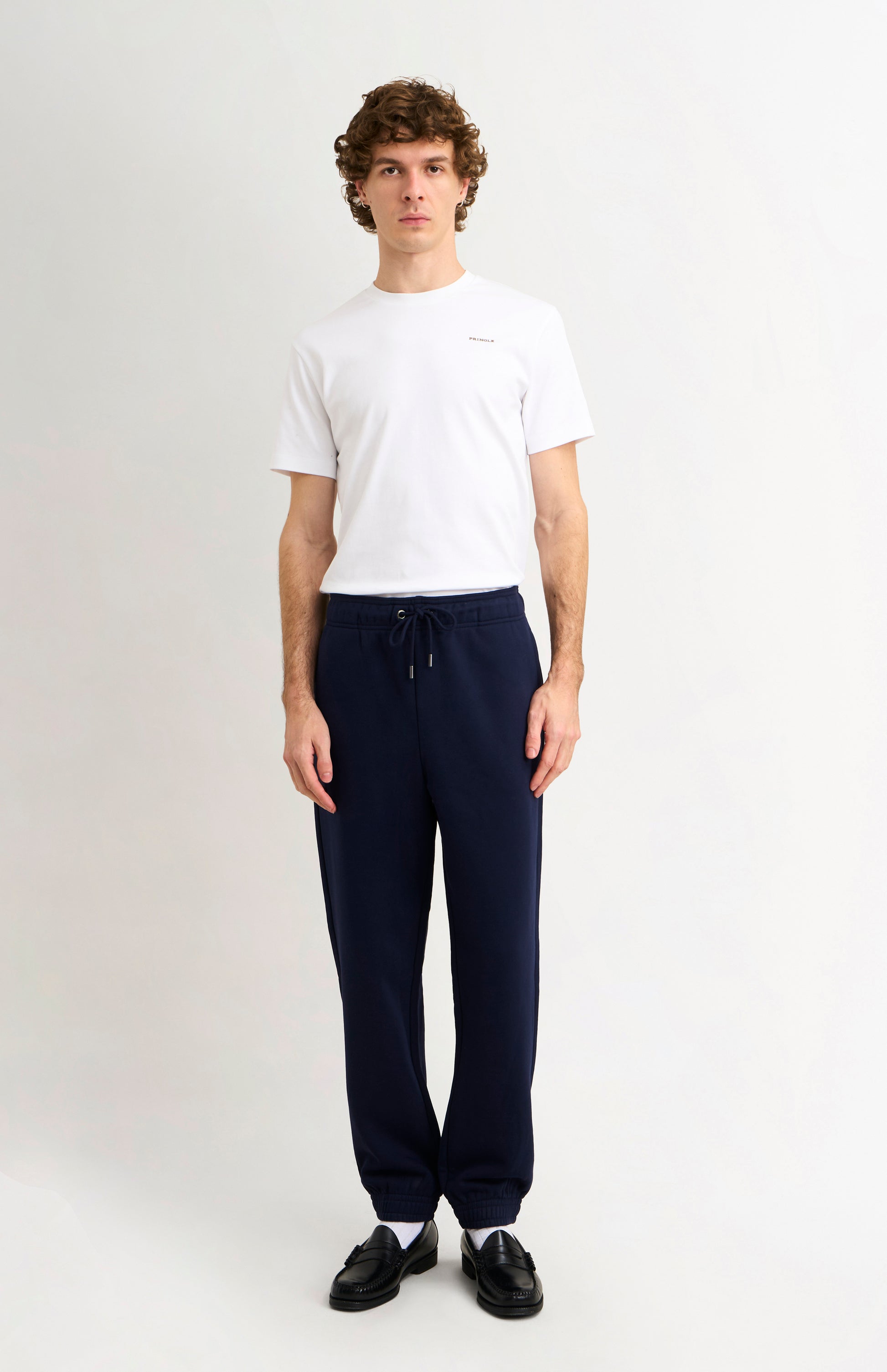 Pringle of Scotland Men's Track Pants In Navy Blue on model