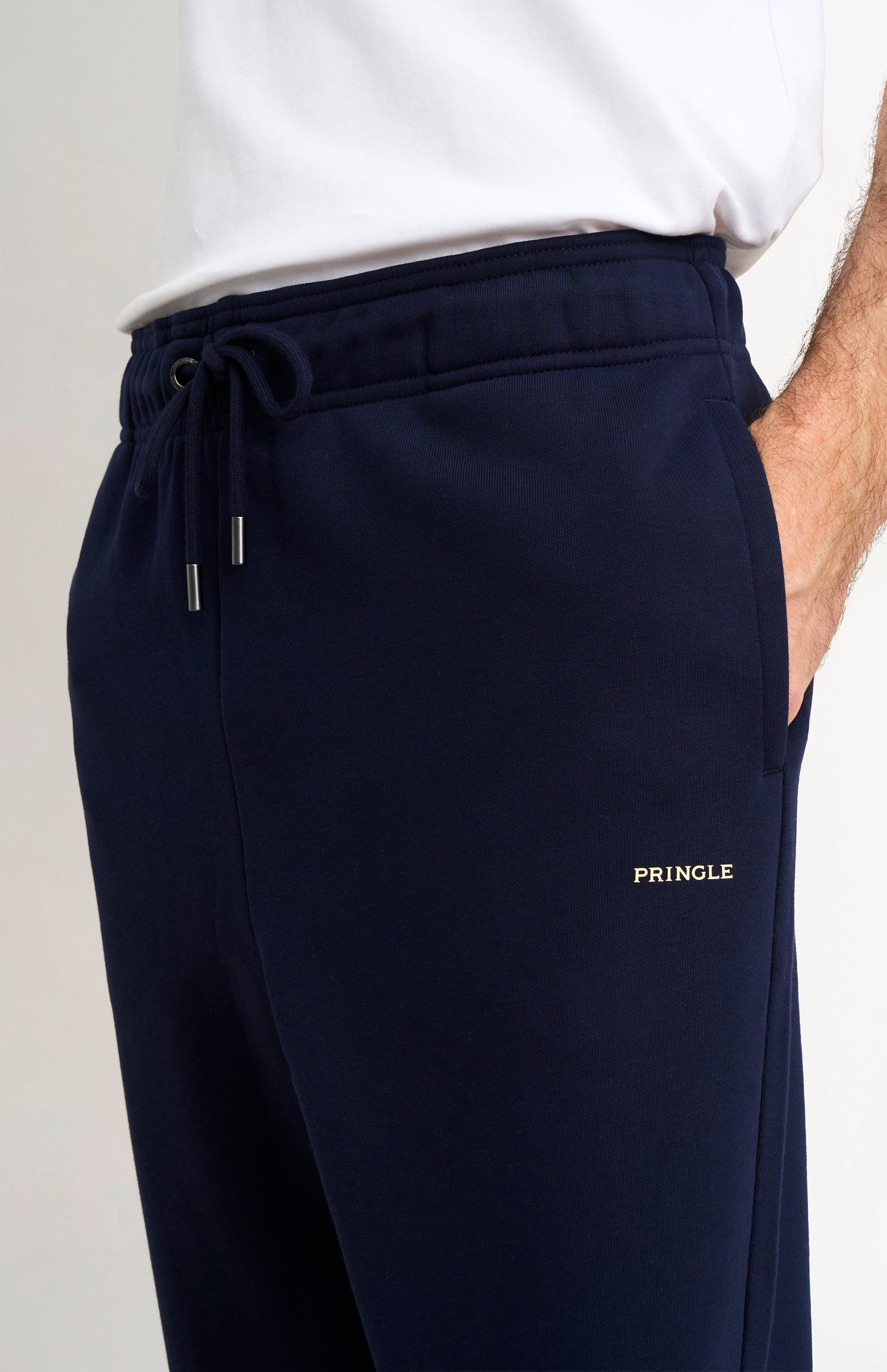 Pringle of Scotland Men's Track Pants In Navy Blue logo embroidery detail